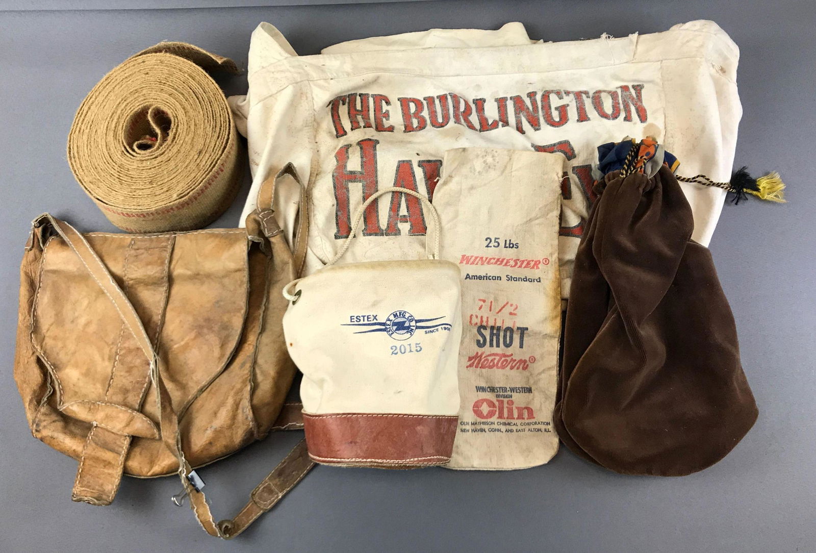 Group of Vintage Canvas Bags and Red Jute (Burlap) (1 of 5)