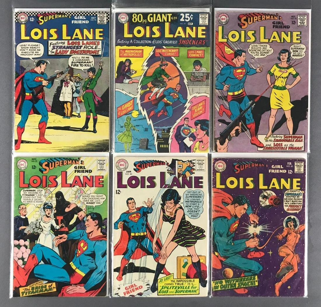 Group of 6 DC Comics SupermanÕs Girl Friend Lois Lane: Includes No. 75, 77-81, July 1967-Feb. 1968, Silver Age, $.12, bagged and boarded.