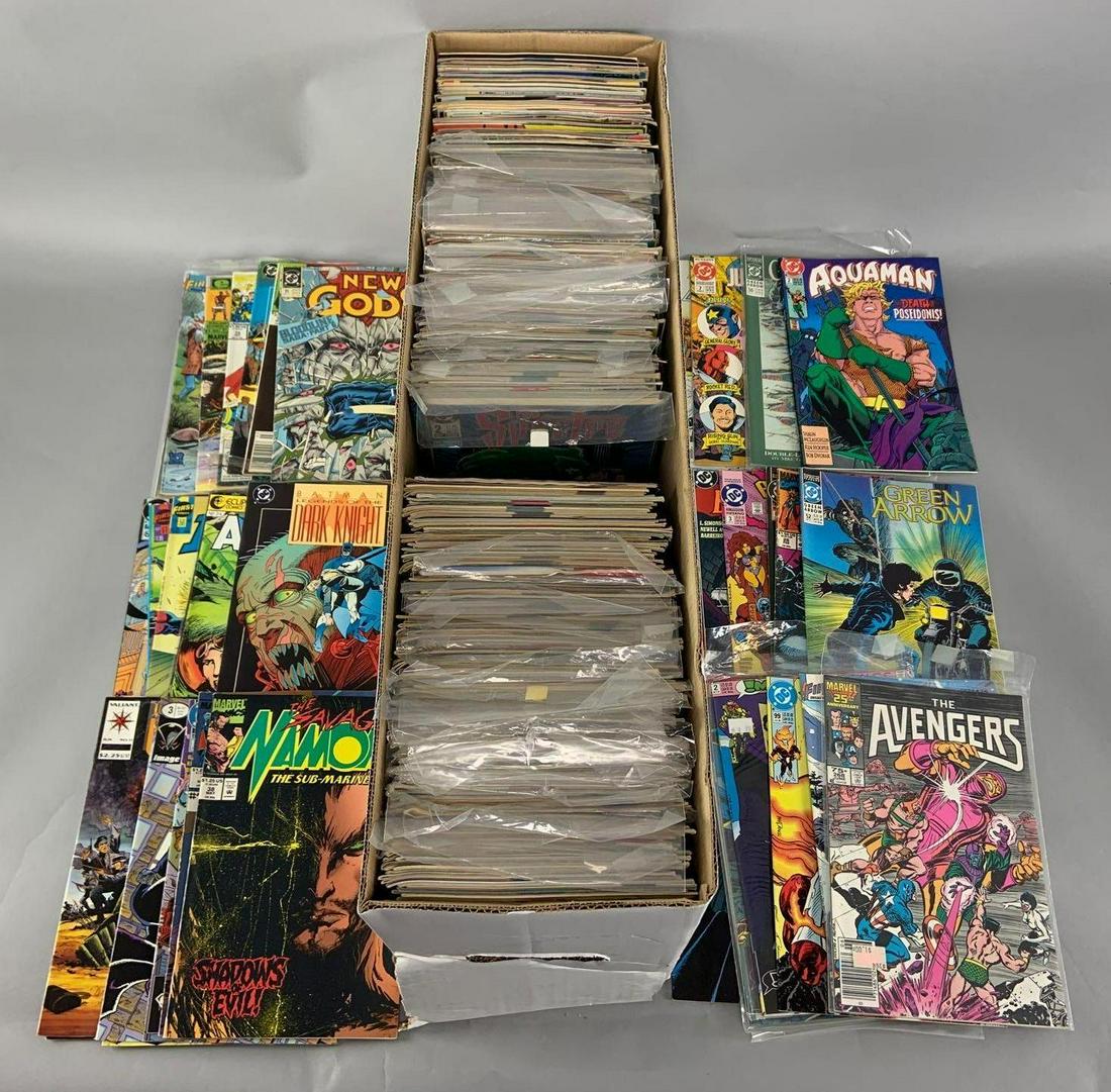 Long Box of Approximately 300 Comic Books: Includes Vaiours Marvel, DC, and Independent Titles, Superman with 1st full appearance of Doomsday, Batman, Captain America, and Many More. Circa 1990's and UpÊ