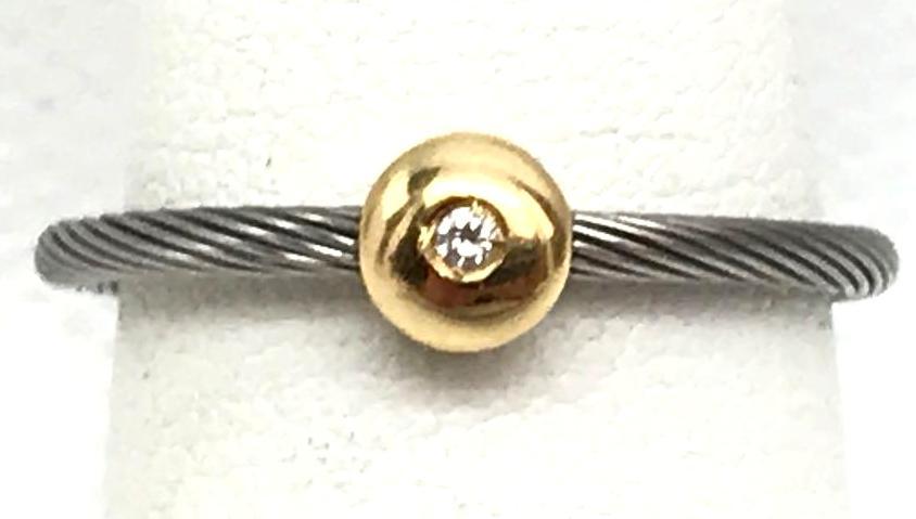 18k Yellow Gold and "Cable Twist" Diamond Ring - Milor (1 of 5)