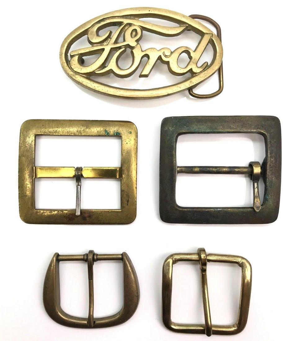 Lot of 4 : Brass Buckles -"Ford" and Vintage (1 of 2)