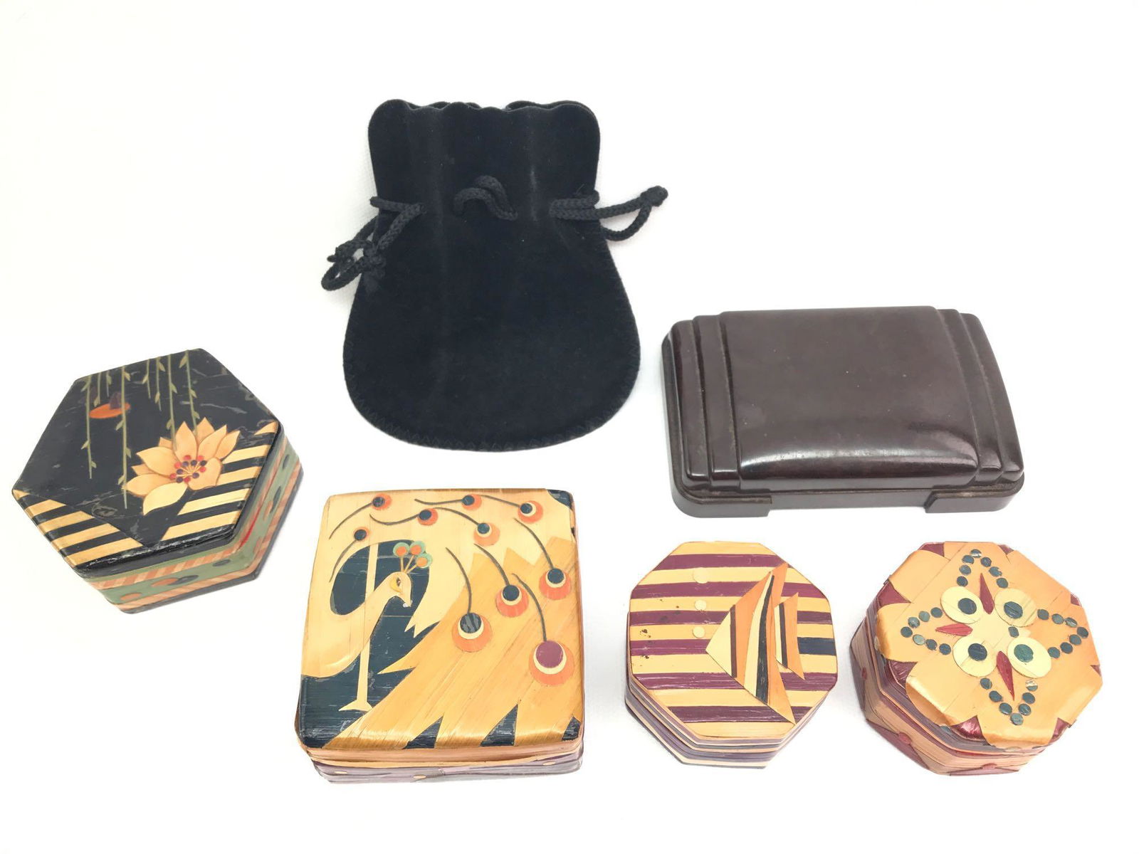 Lot of 6 : Vintage Jewelry Boxes and Bag (1 of 7)