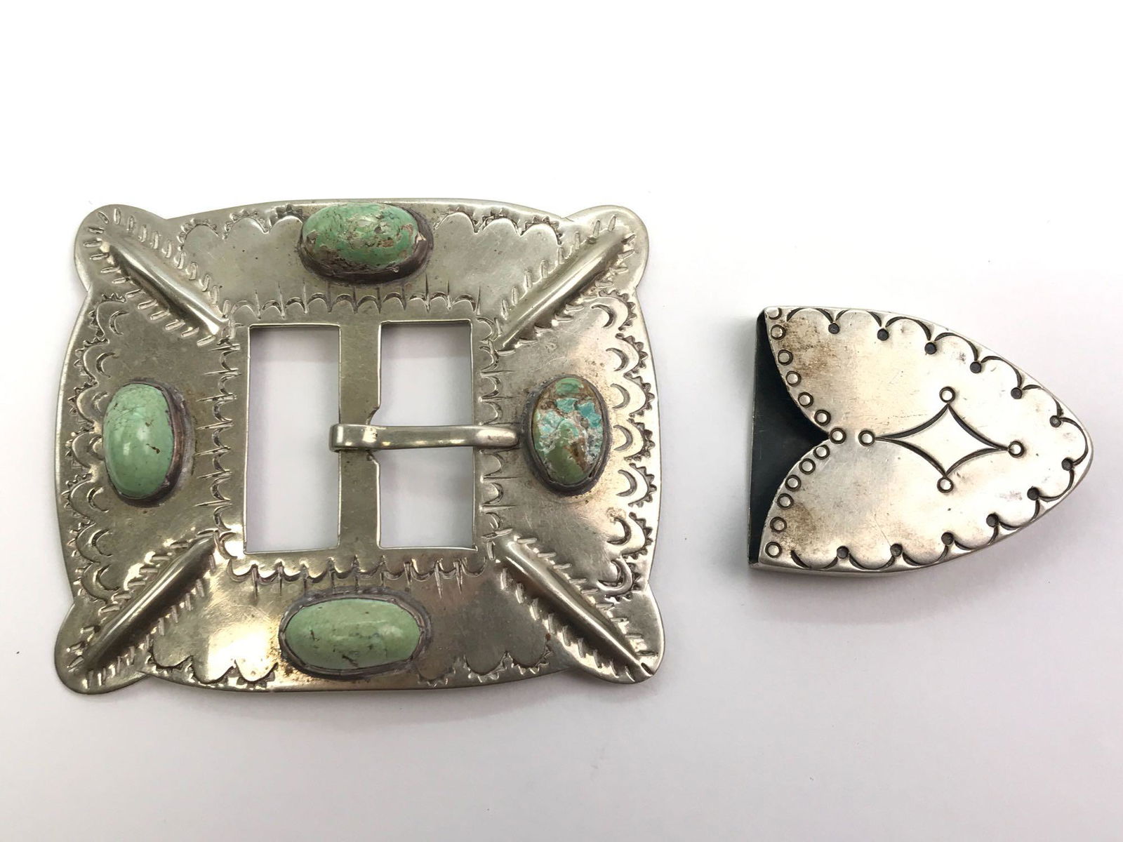 Vintage Sterling Silver Engraved Belt Buckle and Belt (1 of 5)