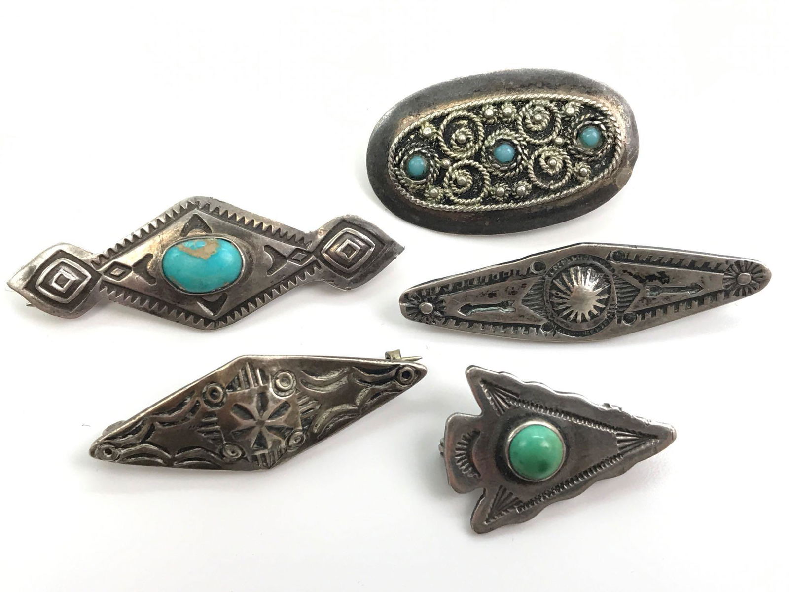 Collection of 5 : Vintage Sterling Silver Pins - (1 of 2)