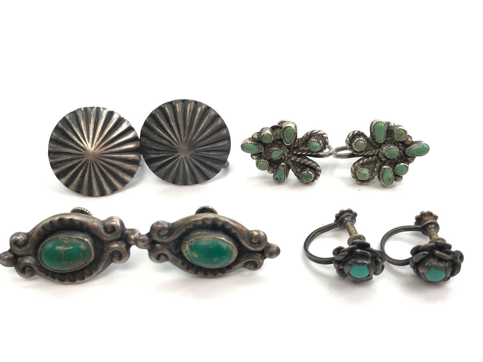 Vintage Sterling Silver Earring Wardrobe - Malachite, (1 of 9)