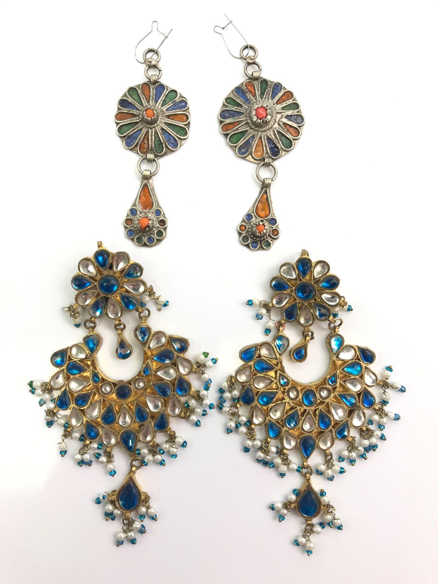 Pairs of Colorful Earrings - Medallion and Chandelier (1 of 5)