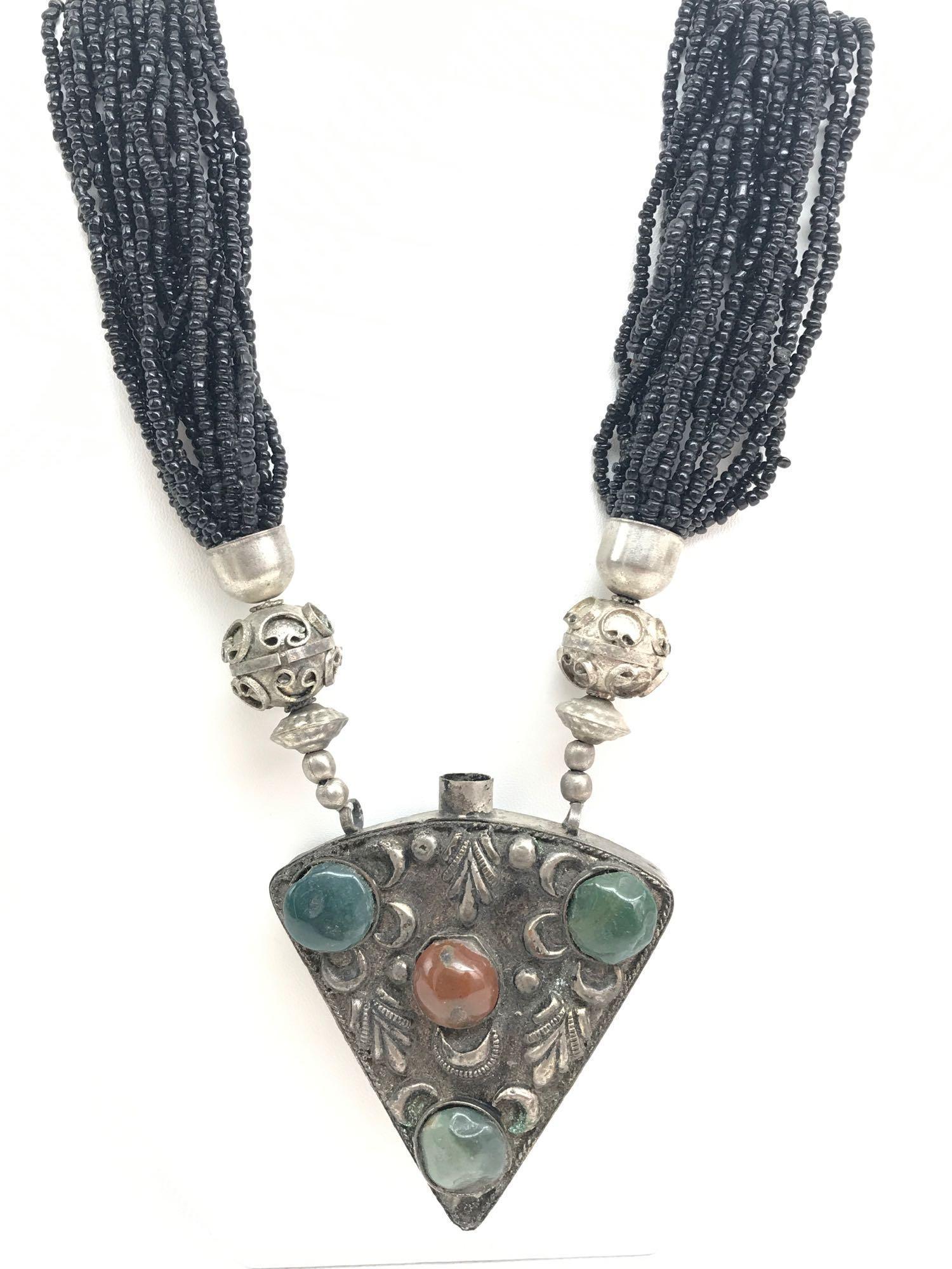 Multi-strand Black Seed Bead Perfume Vial Necklace (1 of 3)