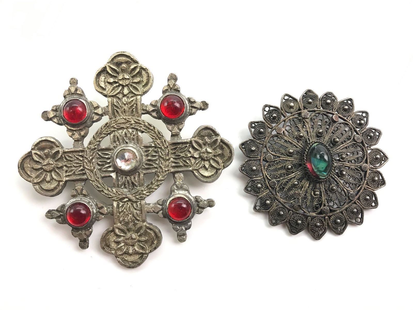 Jerusalem Silver Cross and "Jerusalem" Filigree Brooch (1 of 5)