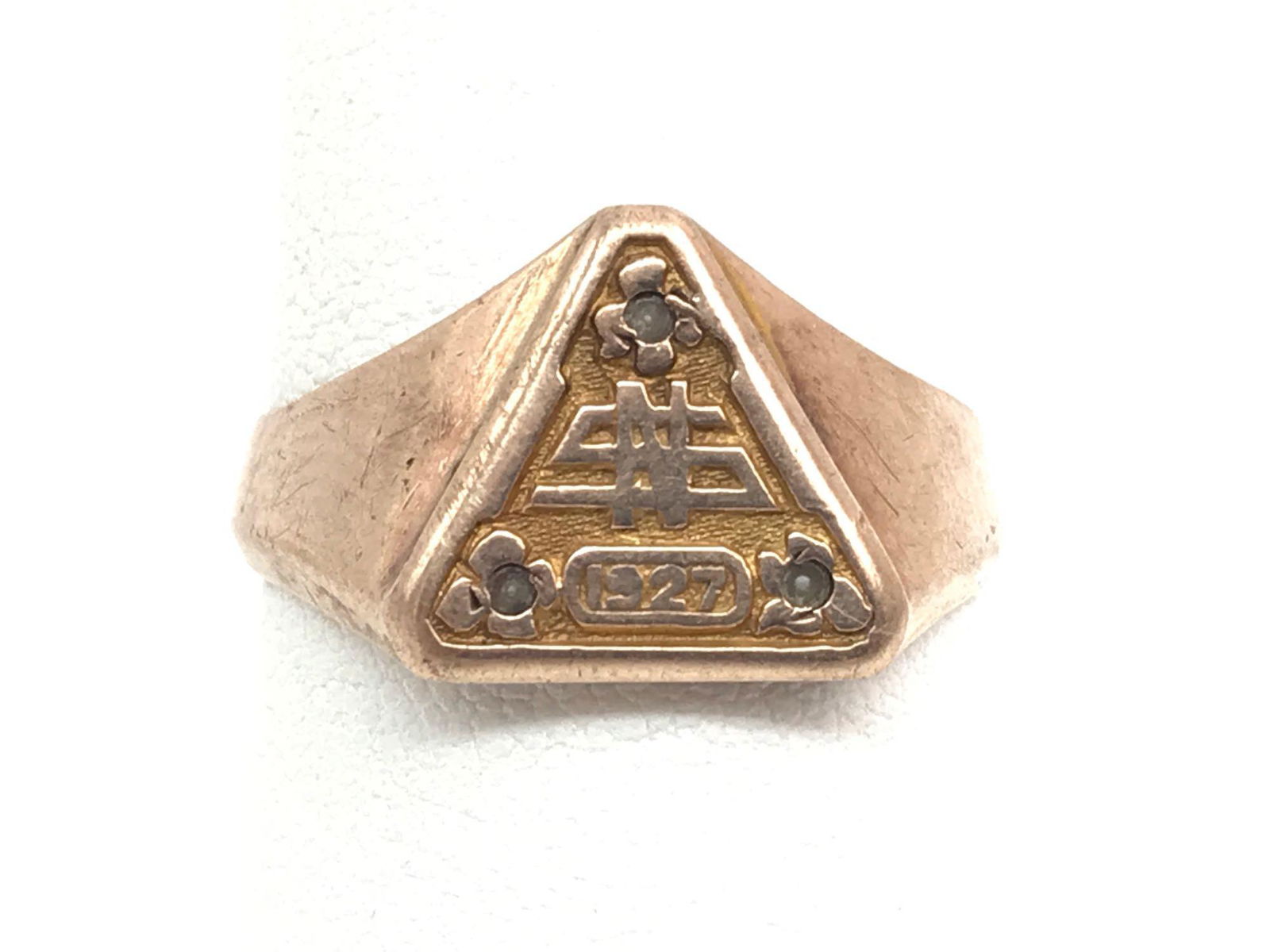 10k Yellow Gold 1927 "NS" Triangle Class Ring (1 of 5)