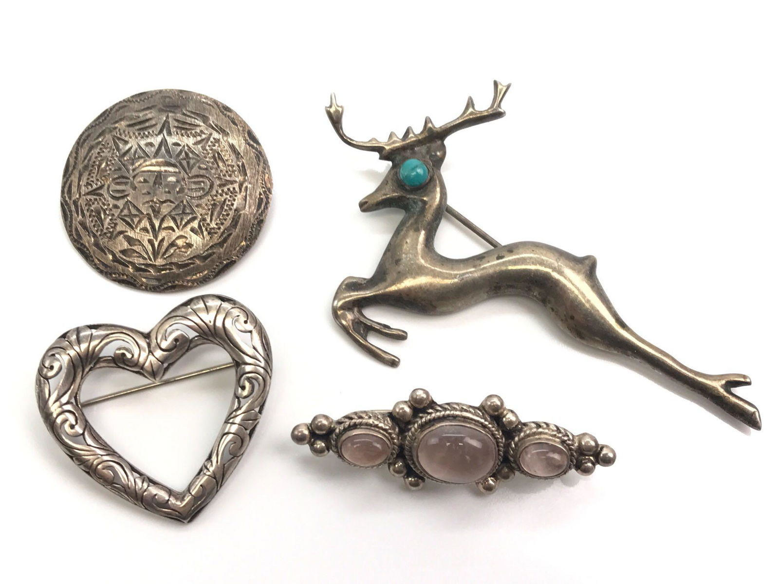 Lot of 4 : Vintage Sterling Silver Brooches - Figural, (1 of 4)