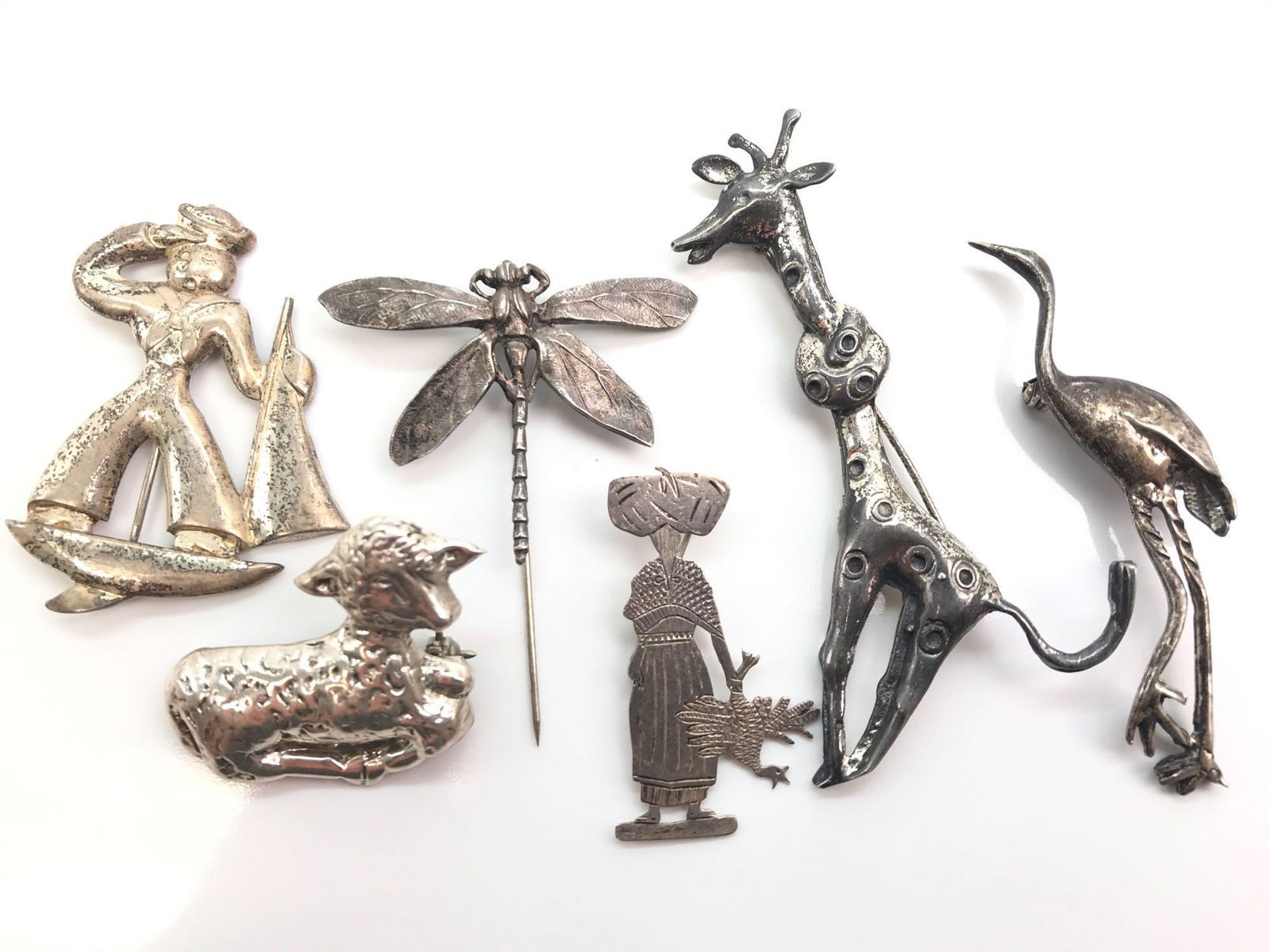 Lot of 6 : Sterling Silver Figural Brooches (1 of 4)
