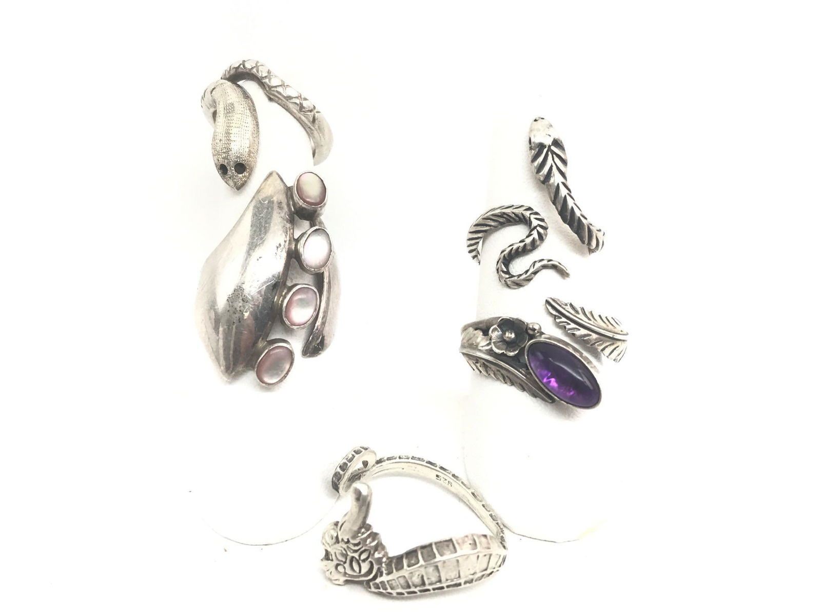 Group of 5 : Adjustable Sterling Silver Rings - Mid (1 of 9)