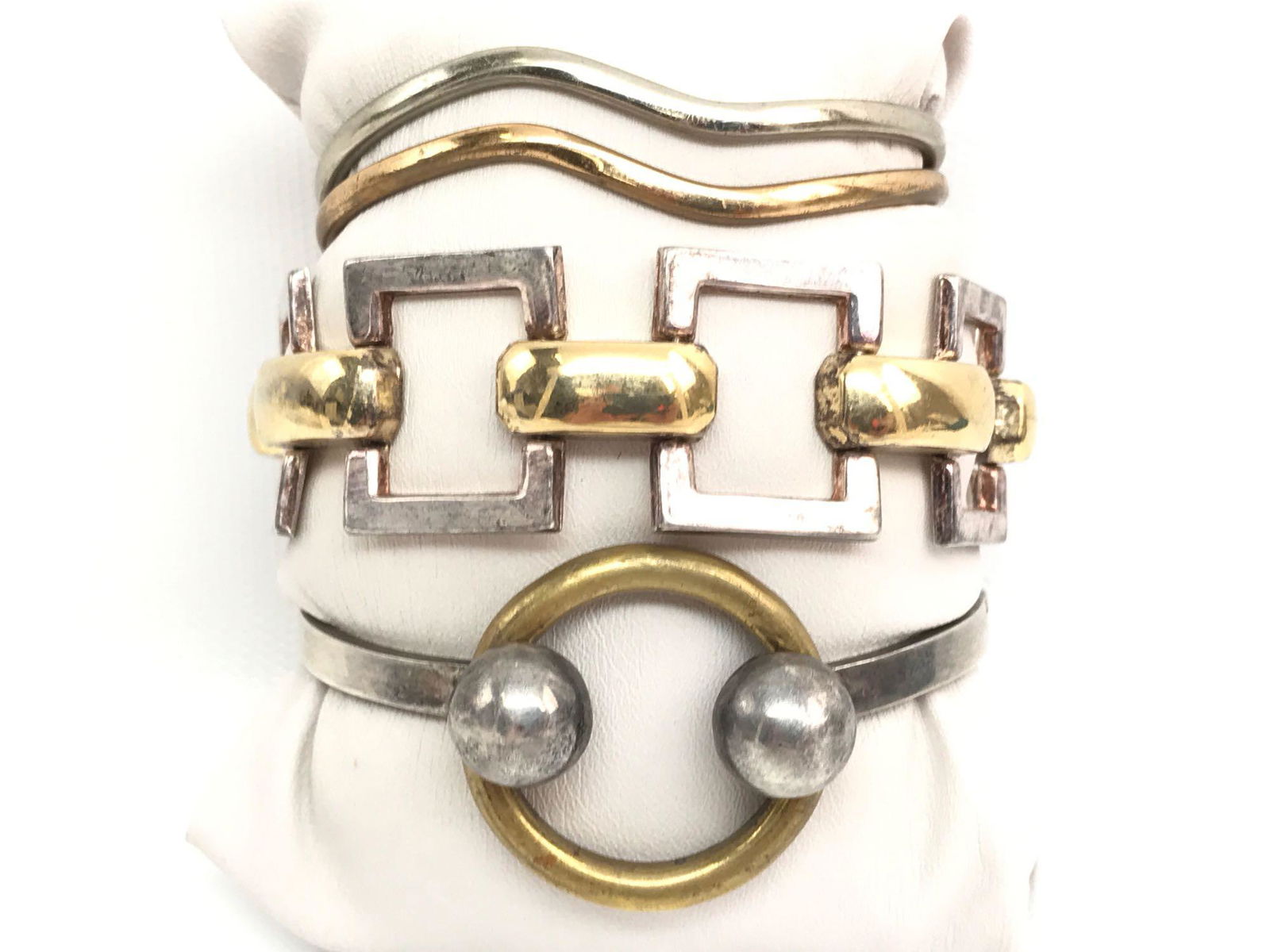 Lot of 3 : Two-Tone Sterling Silver Bracelets (1 of 8)