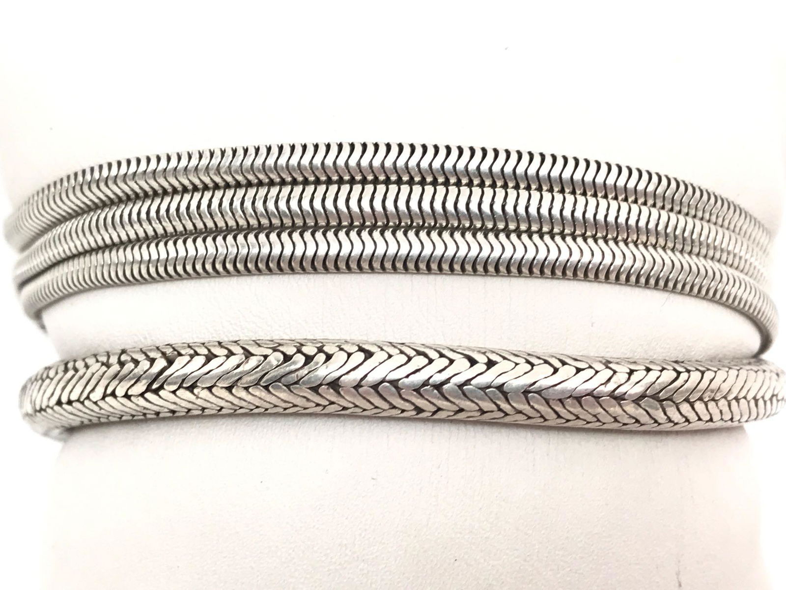 Lot of 2 : Vintage Sterling Silver Bracelets - Snake (1 of 2)