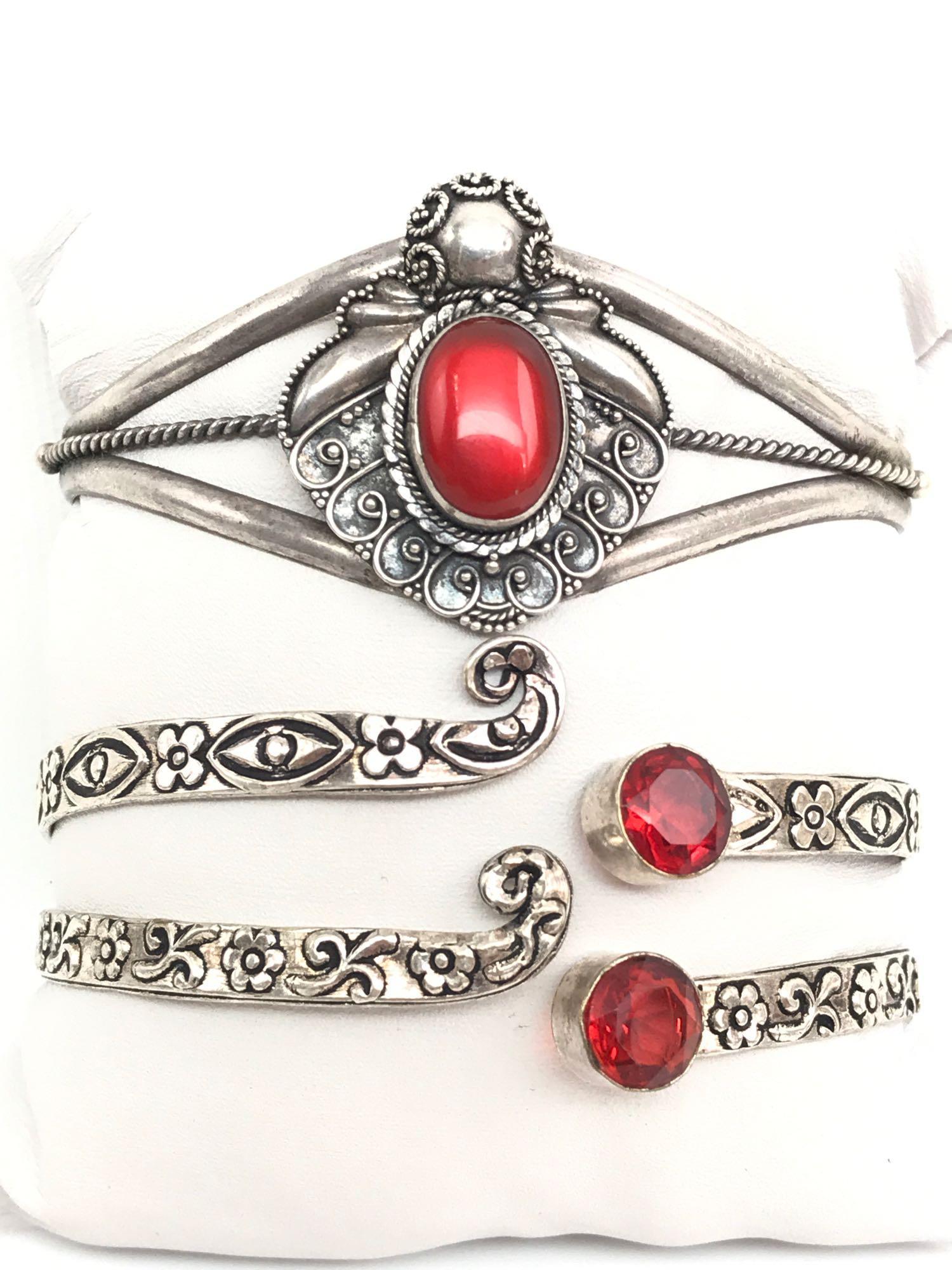 Lot of 3 : Vintage Sterling Silver Detailed Cuff (1 of 8)