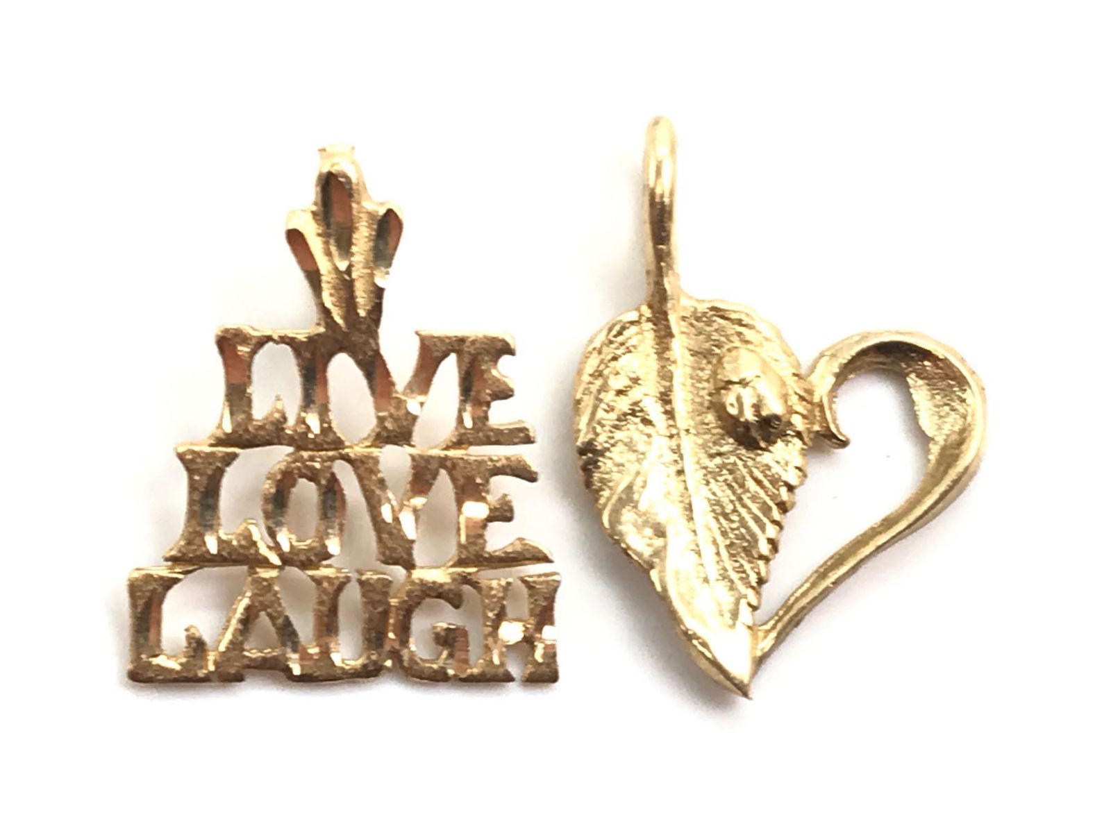 Pair of Yellow Gold Charms - Live, Love, Laugh (1 of 3)