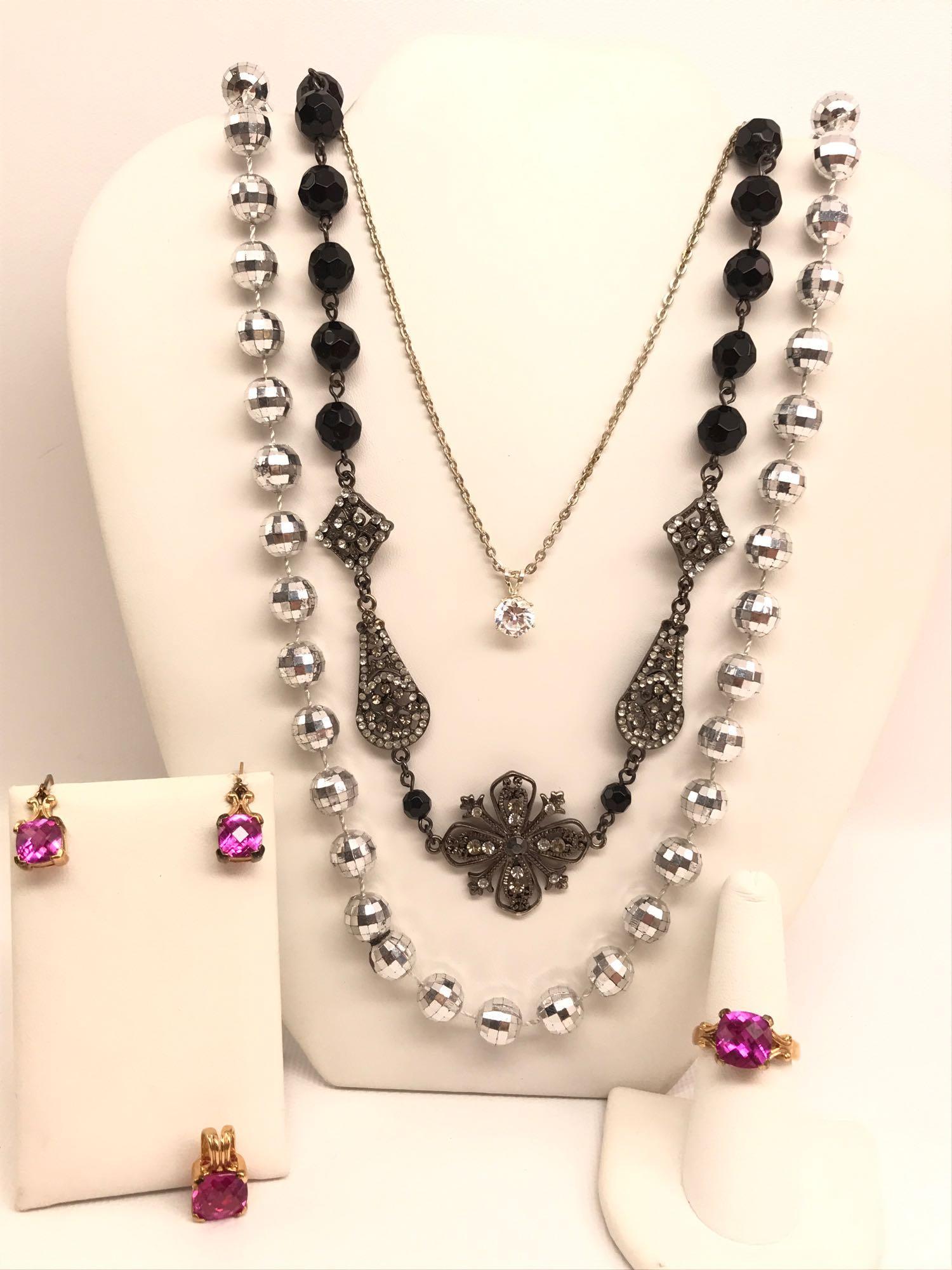 Lot of Bead Necklaces and Technibond "Hot Pink" (1 of 5)