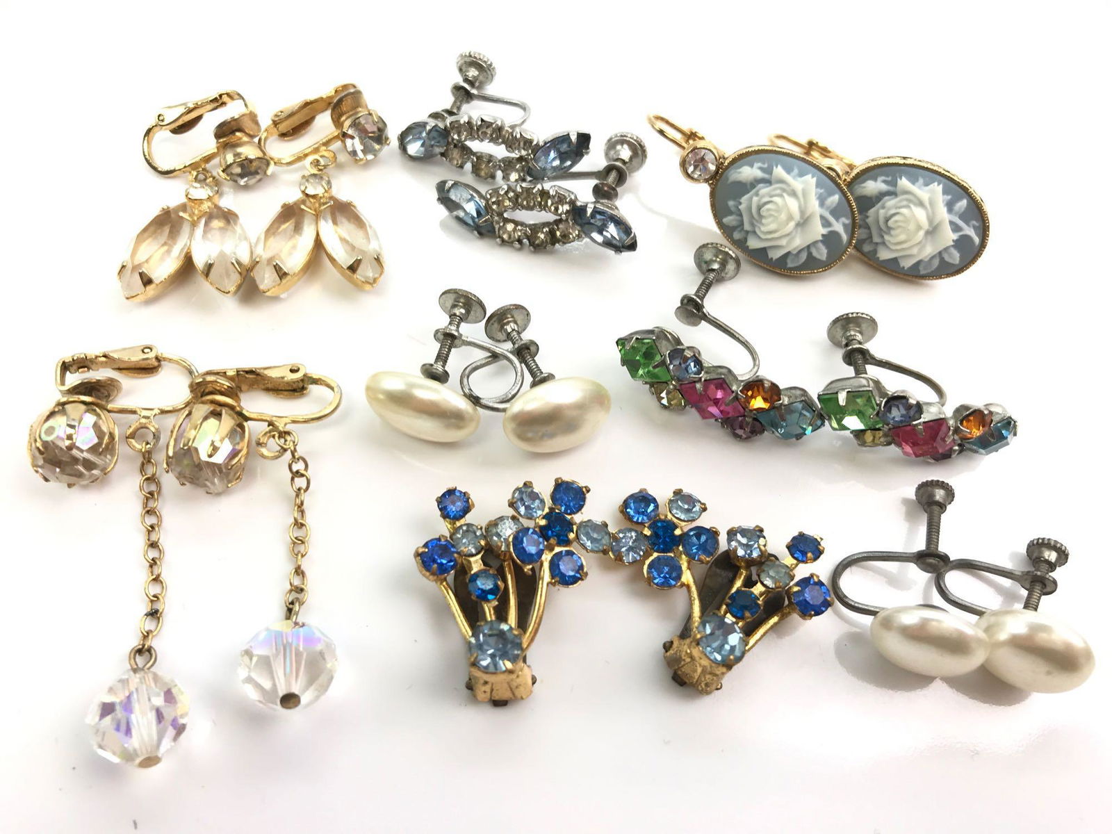 Lot of 8 Pairs : Vintage Costume Earring Collection (1 of 6)