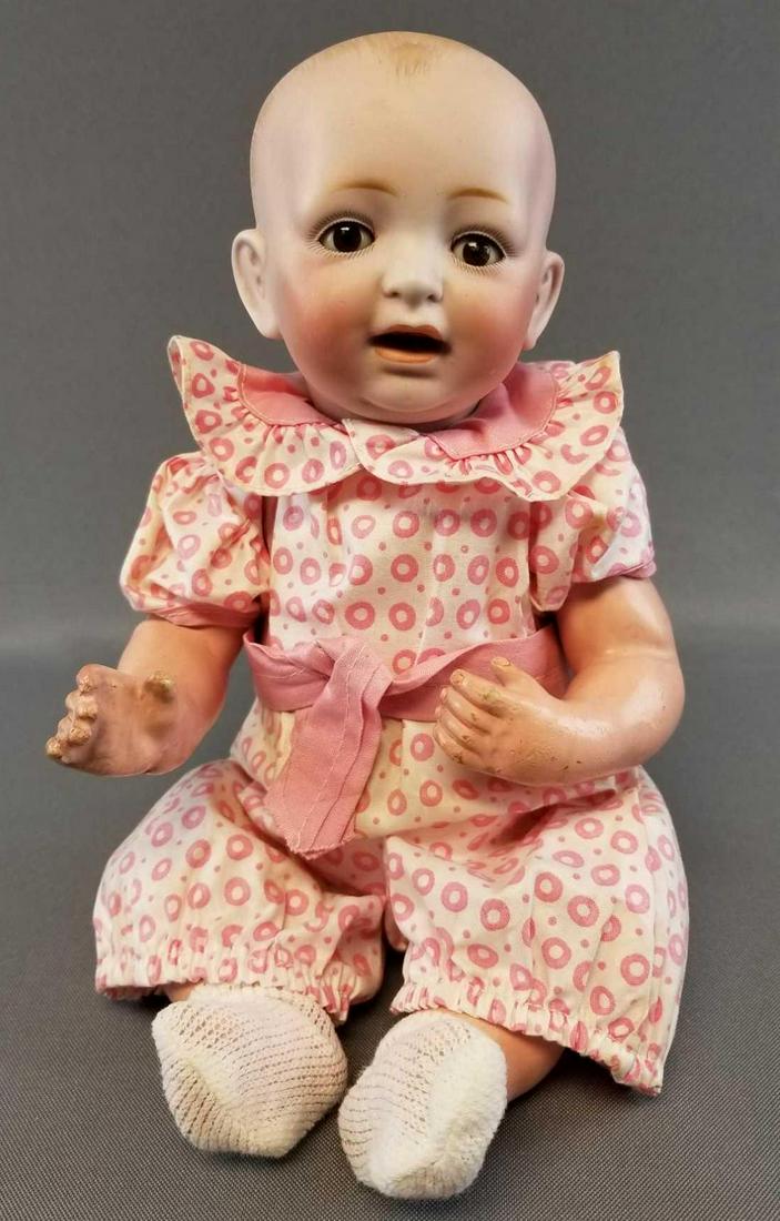 Antique JD Kestner #10 Baby Doll: 13 inches; bisque head, composition body, brown sleep eyes
