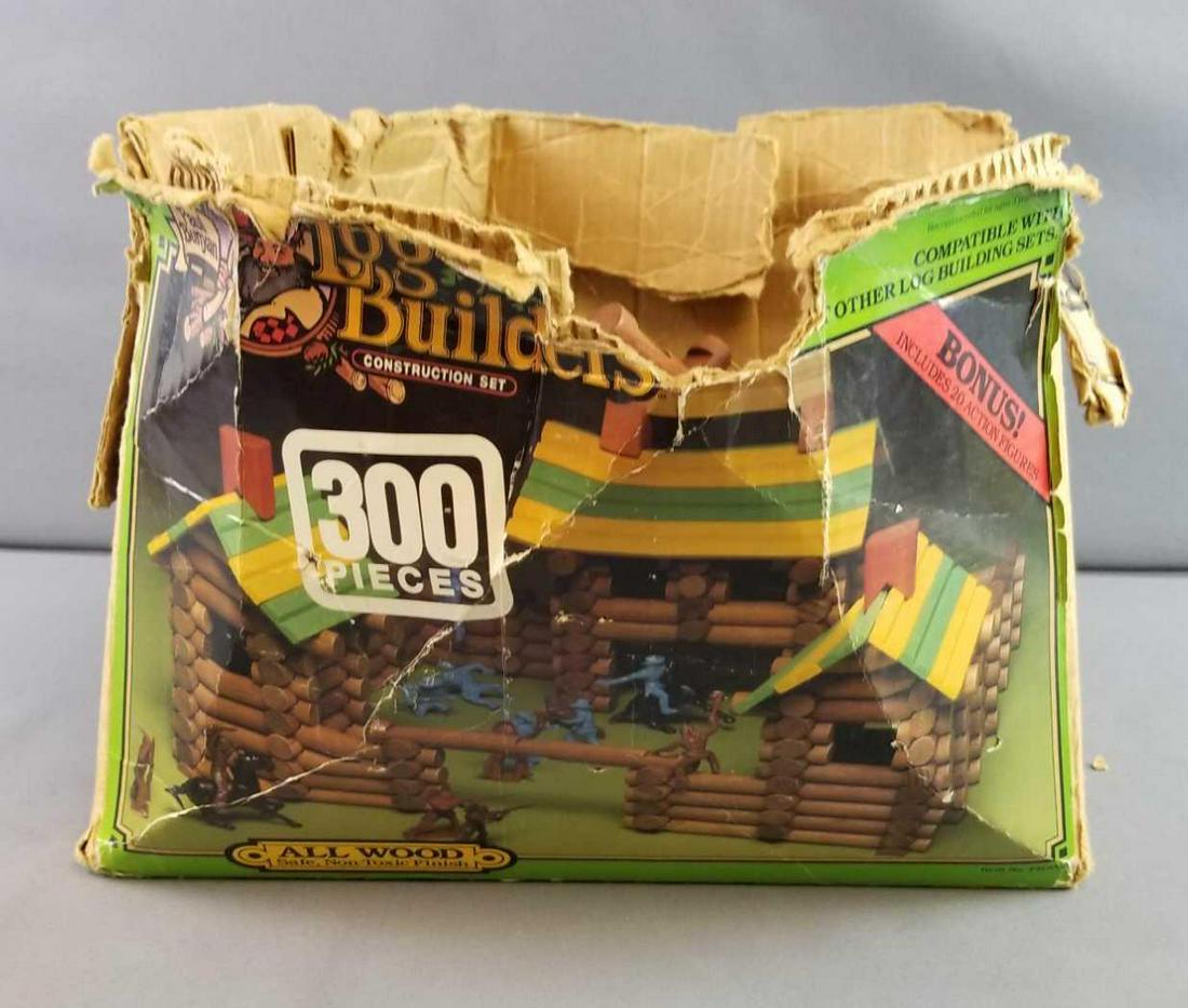 Vintage "Paul Bunyan" Log Building Set: Paul Bunyan Log builder set is compatible with Lincoln Logs - box is very damaged, unknown completion