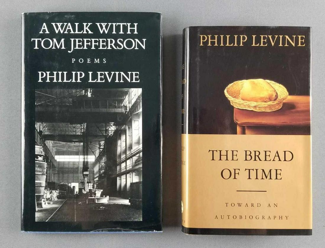 Lot of 2 Signed Copies: "A Walk with Tom Jefferson" and: "A Walk with Tom Jefferson" and "The Bread of Time" are autographed bythe author, Philip Levine - some wear to dust jackets