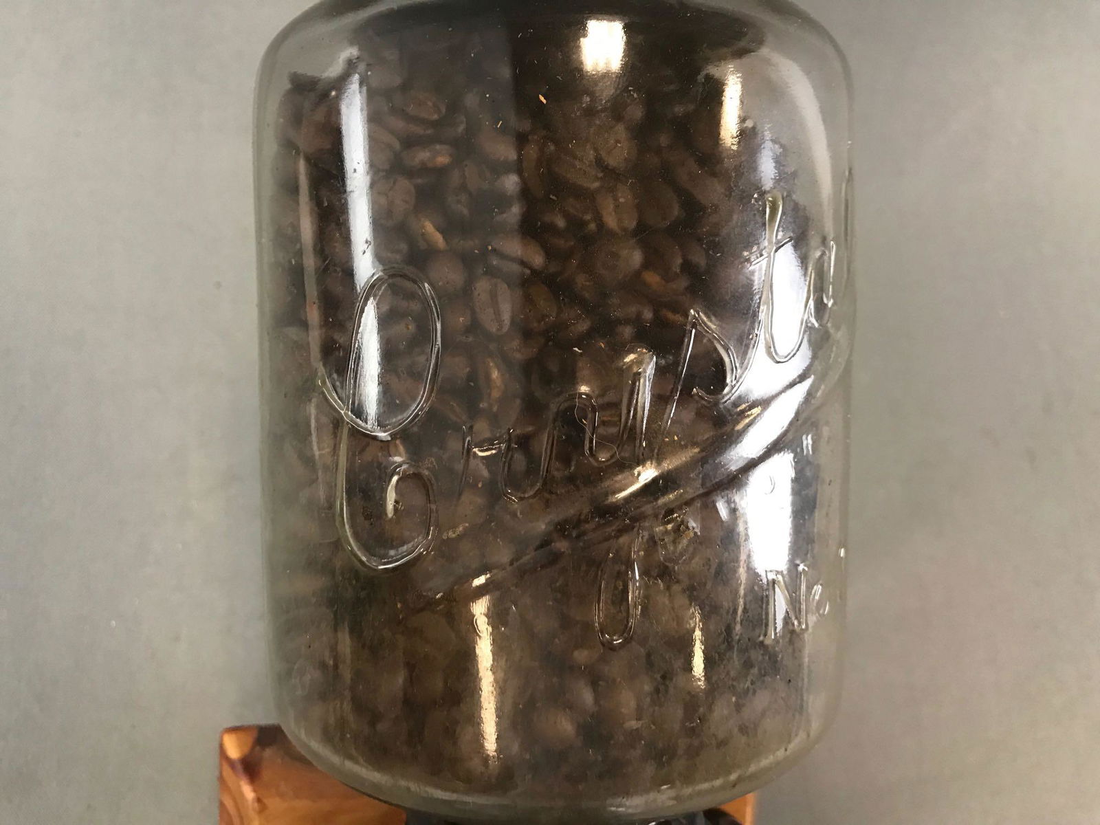 Antique Arcade Crystal No. 3 Wall Mount Coffee Grinder: Approximately 6 1/2 x 9 1/2 x 19 inches