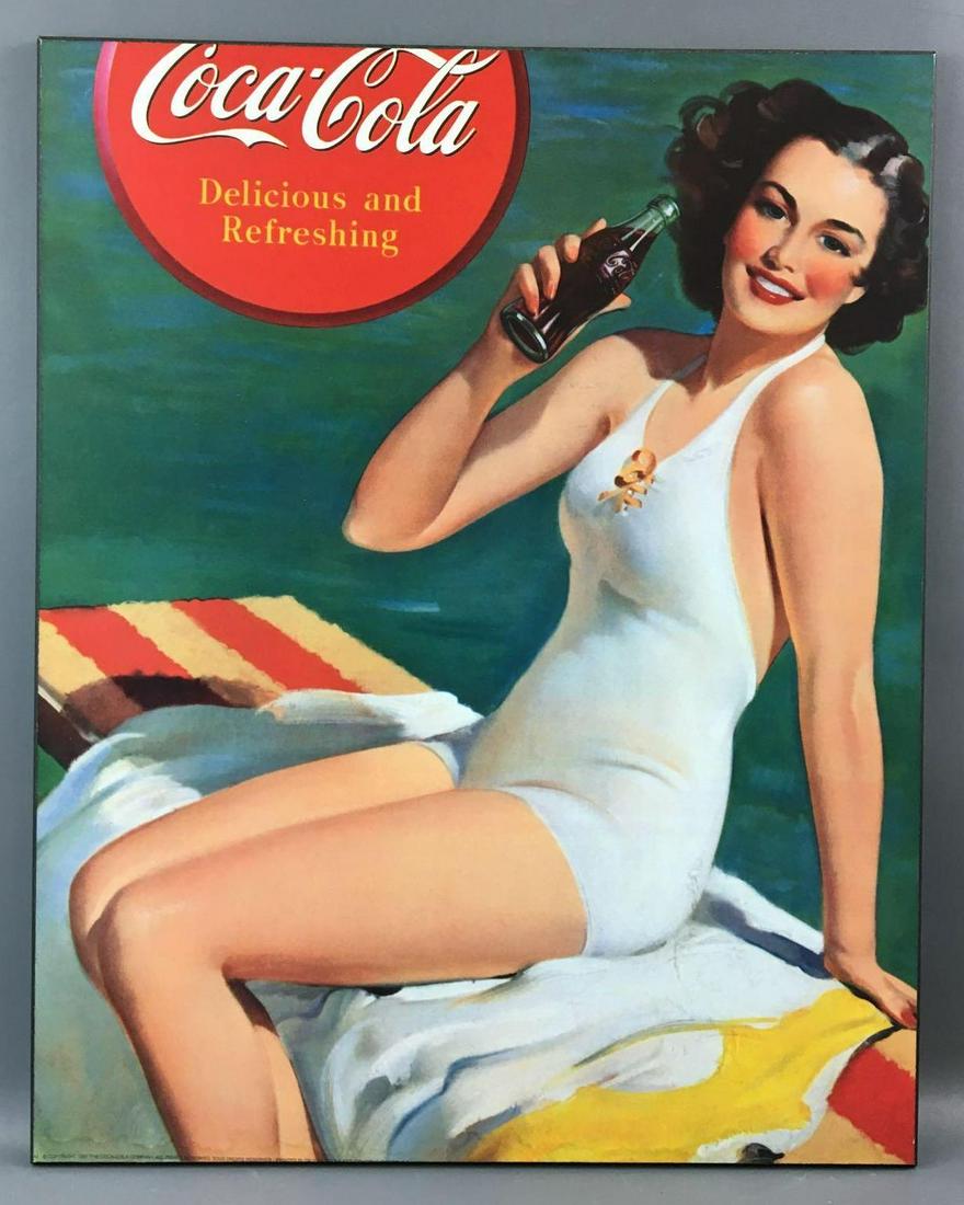 Coca-Cola Swimsuit Girl Advertising Wall Decor: 1997, printed in Italy, 16 x 20 inches some water damage across bottom
