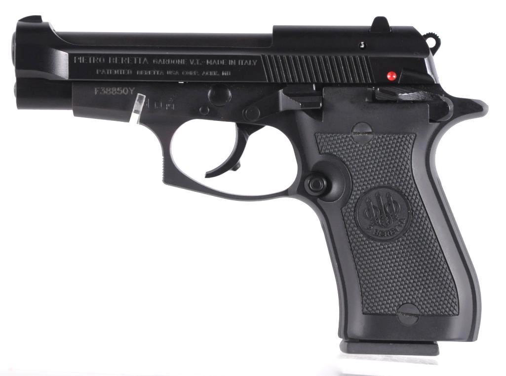 Berretta Cheeta 85FS 9 short/380 Auto Semi Auto Pistol: Serial Number F38850Y, Berretta Cheeta Series, Model 85Fs, 380 ACP cal., 2 8 round single stack magazines, Blk finish and grips. In hard shell case and original cardboard sleeve. Made in Italy., Like 