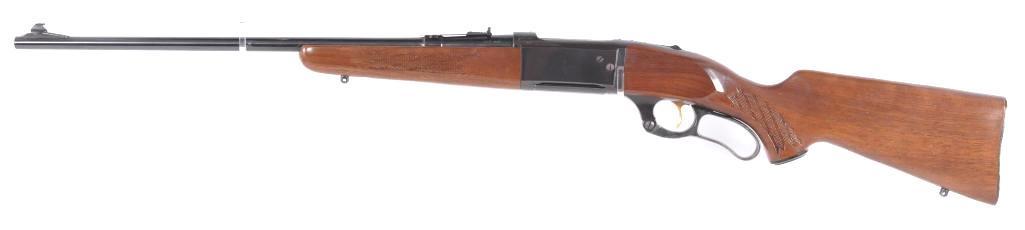 Savage Model 99C .308 Cal. Lever Action Carbine: Serial Number 1109092, Savage Model 99C manufactured in 1966, .308 cal., 4 round removable magazine. Jeweled bolt in receiver, case colored lever, gold colored trigger. Safety indicator on top of rece