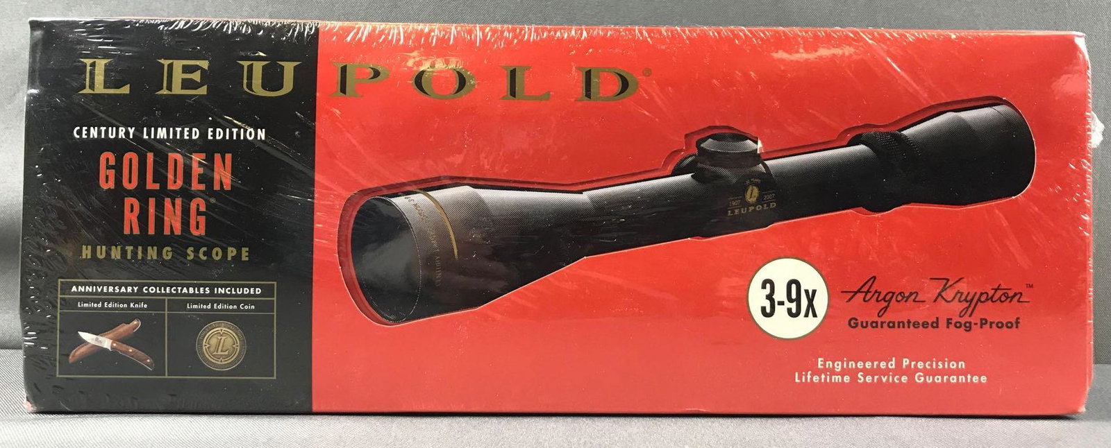 Leupold Century Limited Edition Golden Ring Hunting: Box measures 14x3x5.25 inches. Century limited edition 3-9 x 40 mm, LR Duplex Riflescope