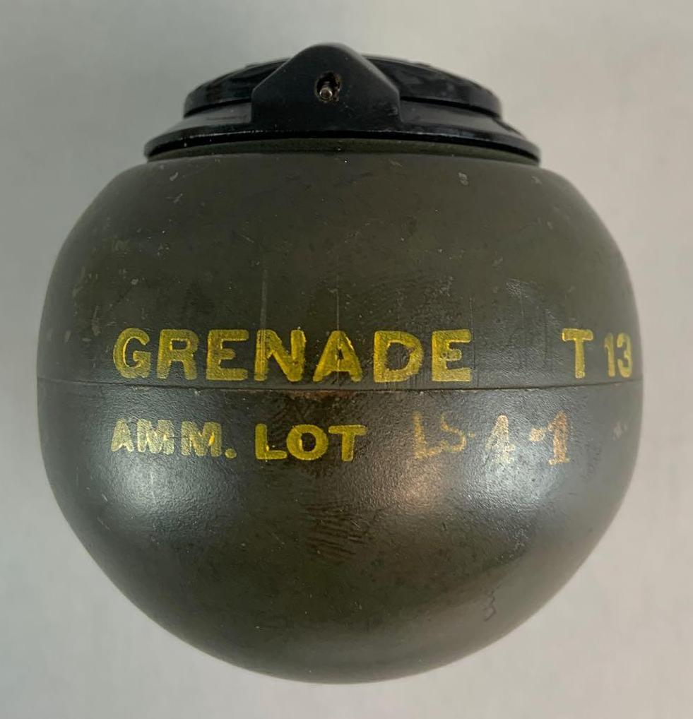 Ultra Rare WW2 US Experimental T-13 Decommissioned Hand: Mint Condition, The complete fuse assembly is missing. The Beano T-13 hand grenade was an experimental hand grenade developed by the Office of Strategic Services (which later became the CIA), with ass