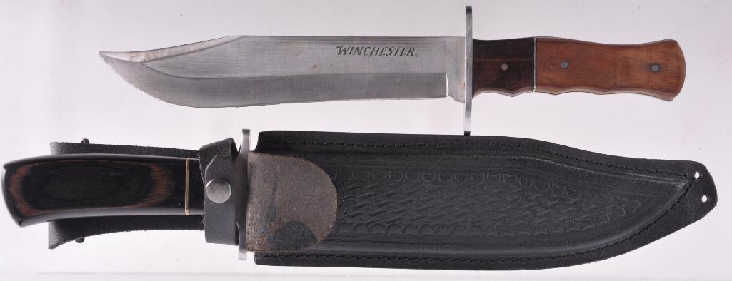 Group of 2 Winchester and Smith & Wesson Bowie Knives: Includes Smith and Wesson Texas Hold'em Bowie Knife and Winchester Bowie Knife, Largest Overall Length 16 inches