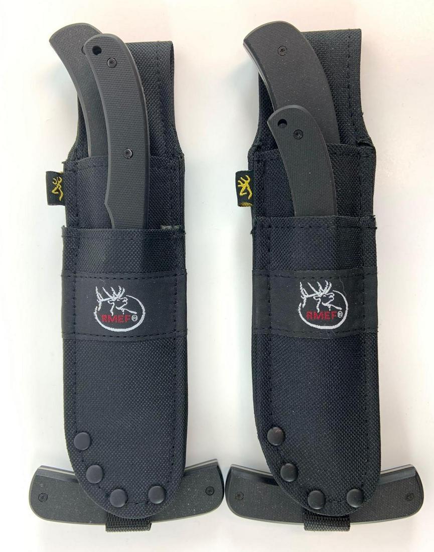Group of 2 Rocky Mountain Elk Foundation Browning Field: Longest Overall Length 7 inches, Like New with Original Boxes
