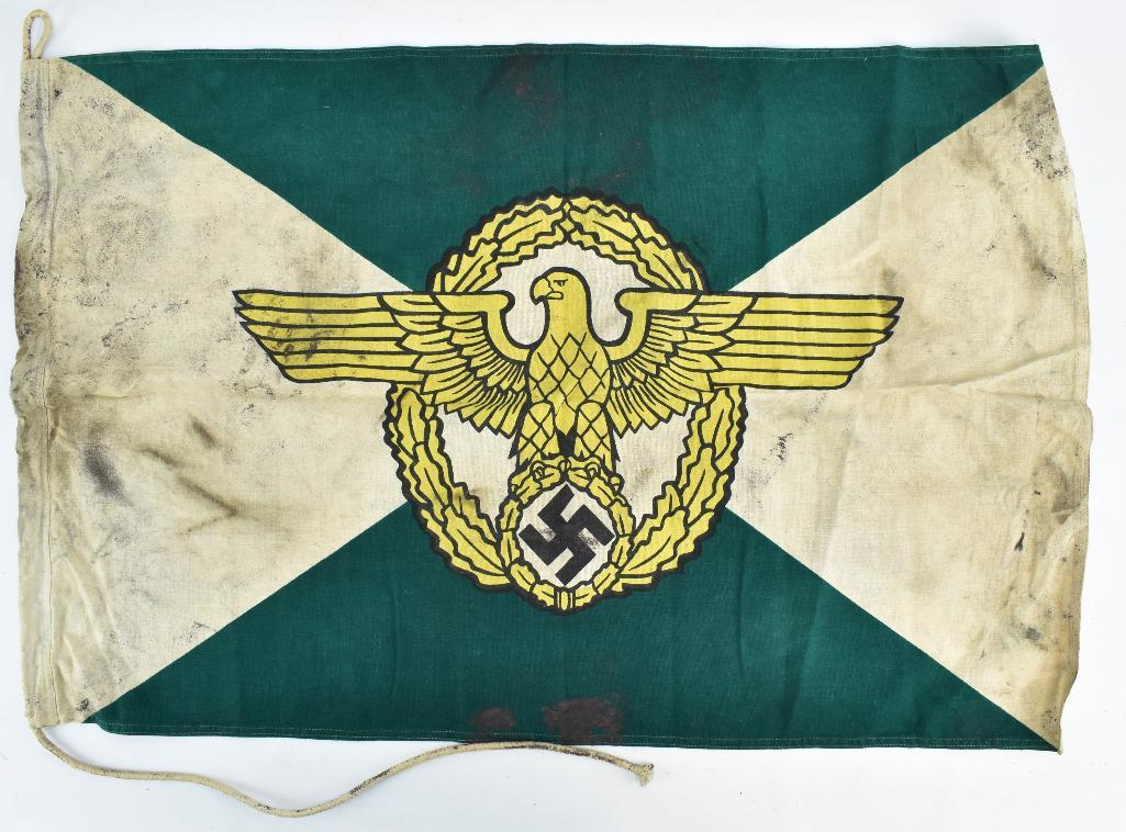 Reproduction German "Order Police" Flag: 35 x 24 inches, Some Soiling
