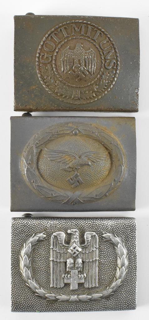 Group of 3 WW2 German Belt Buckles: Includes Luftwaffen and Medic