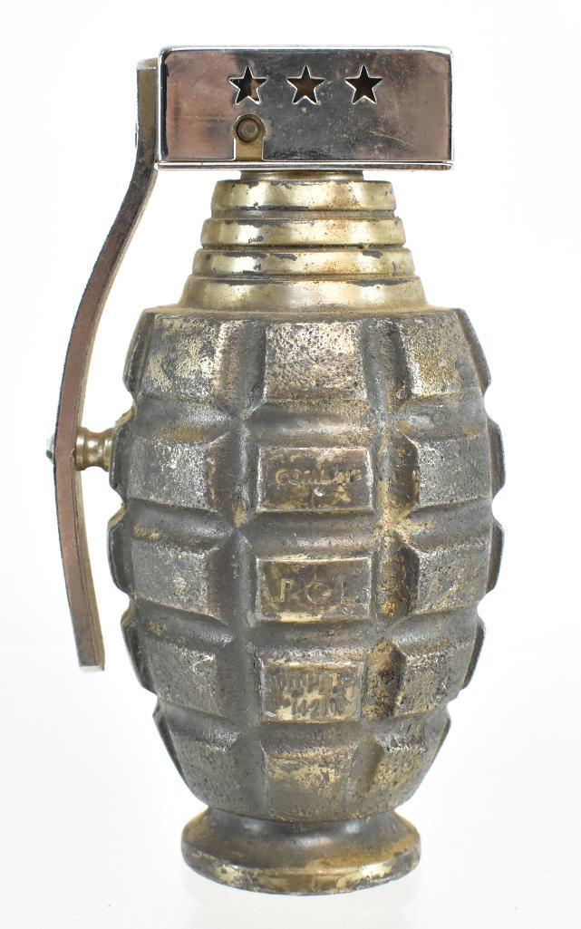 Hand Grenade Desk Cigar Lighter: 4 1/2 x 2 1/2 inches