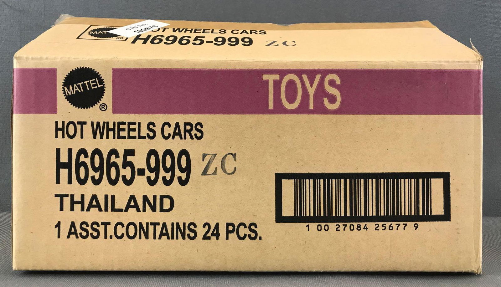 Full shipping box of assorted Hot Wheels die-cast: New in original packaging, 12 pieces
