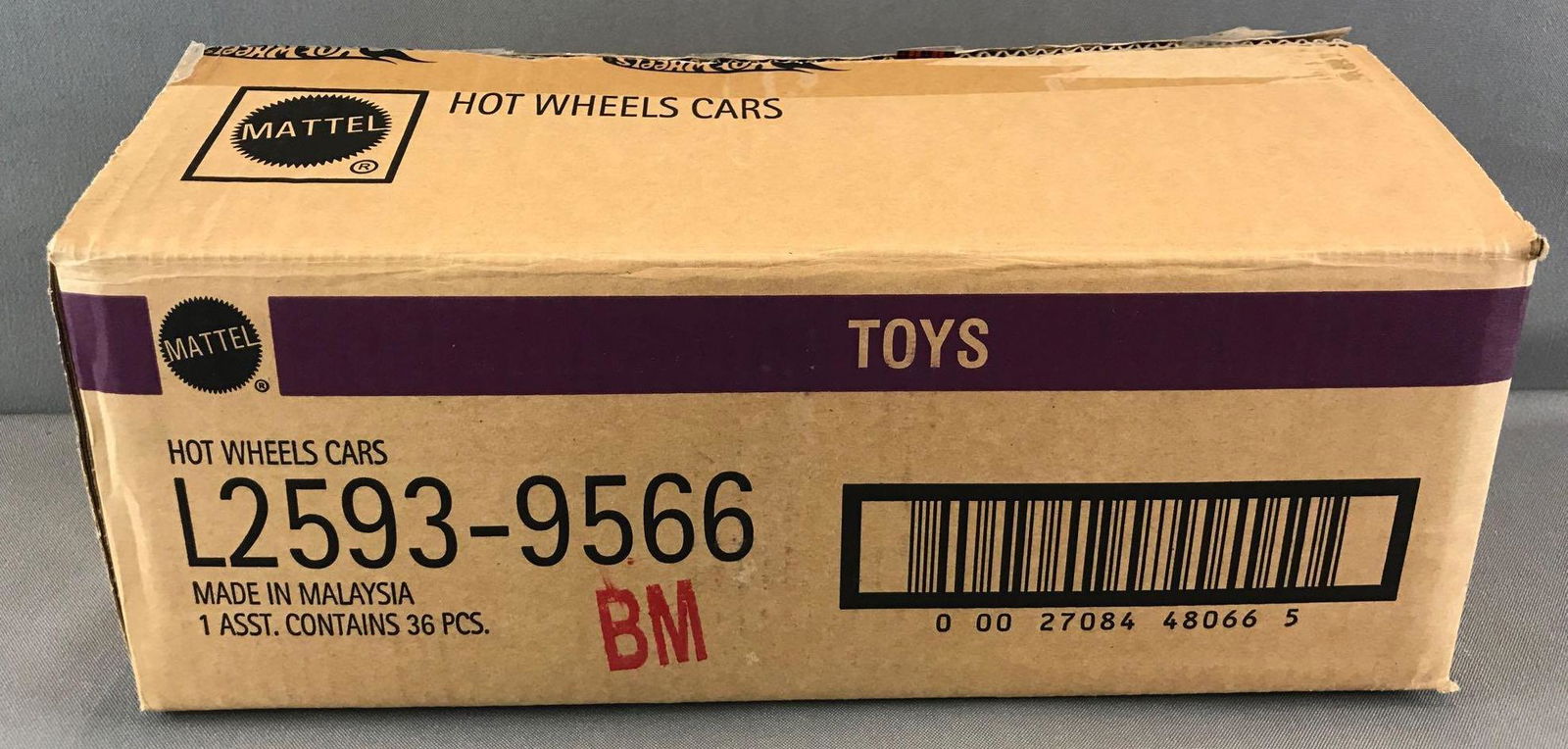 Partial shipping box of assorted Hot Wheels die-cast (1 of 3)