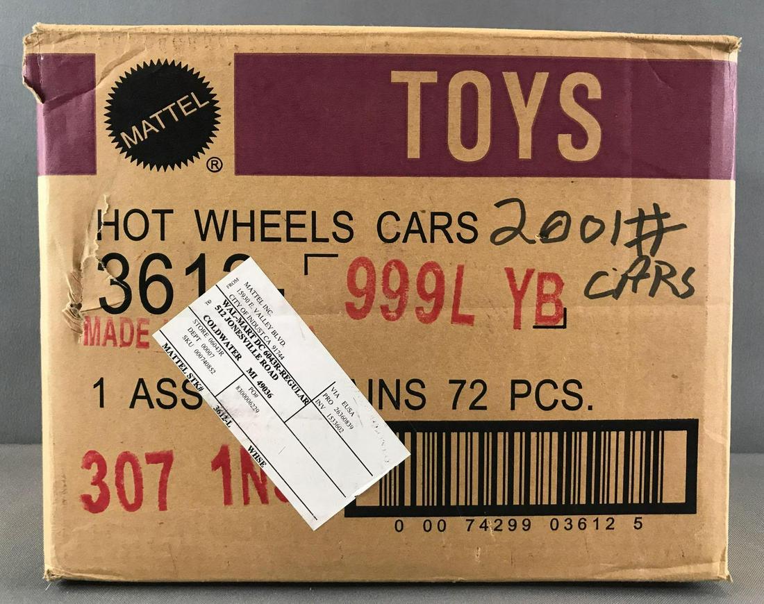 Full shipping box of assorted Hot Wheels die-cast: New in original packaging