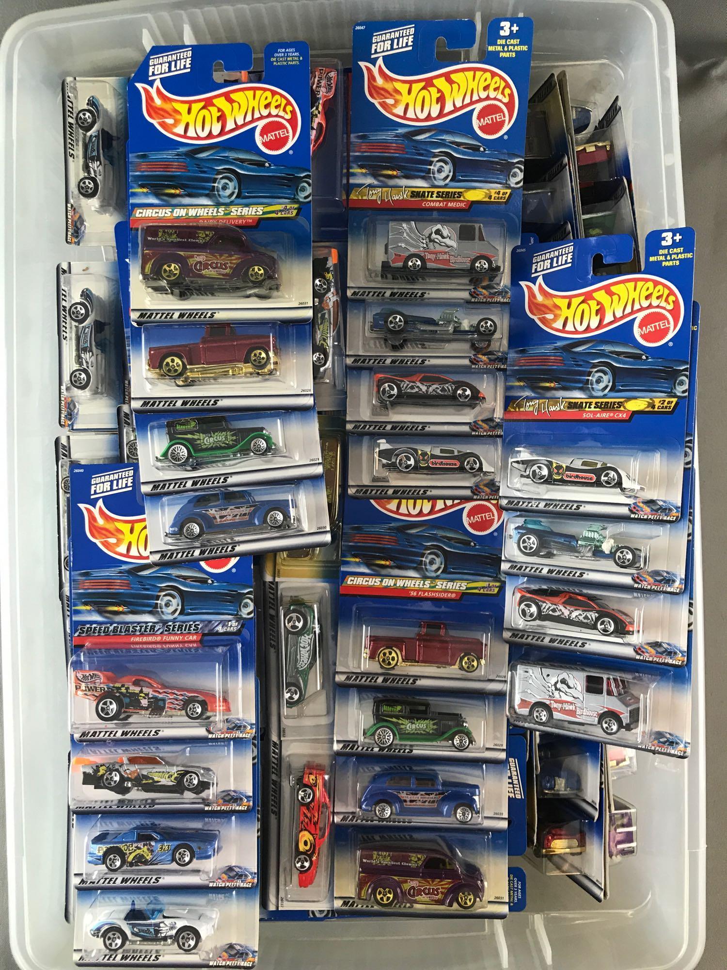 Group of 120+ assorted Hot Wheels die-cast vehicles in (1 of 3)