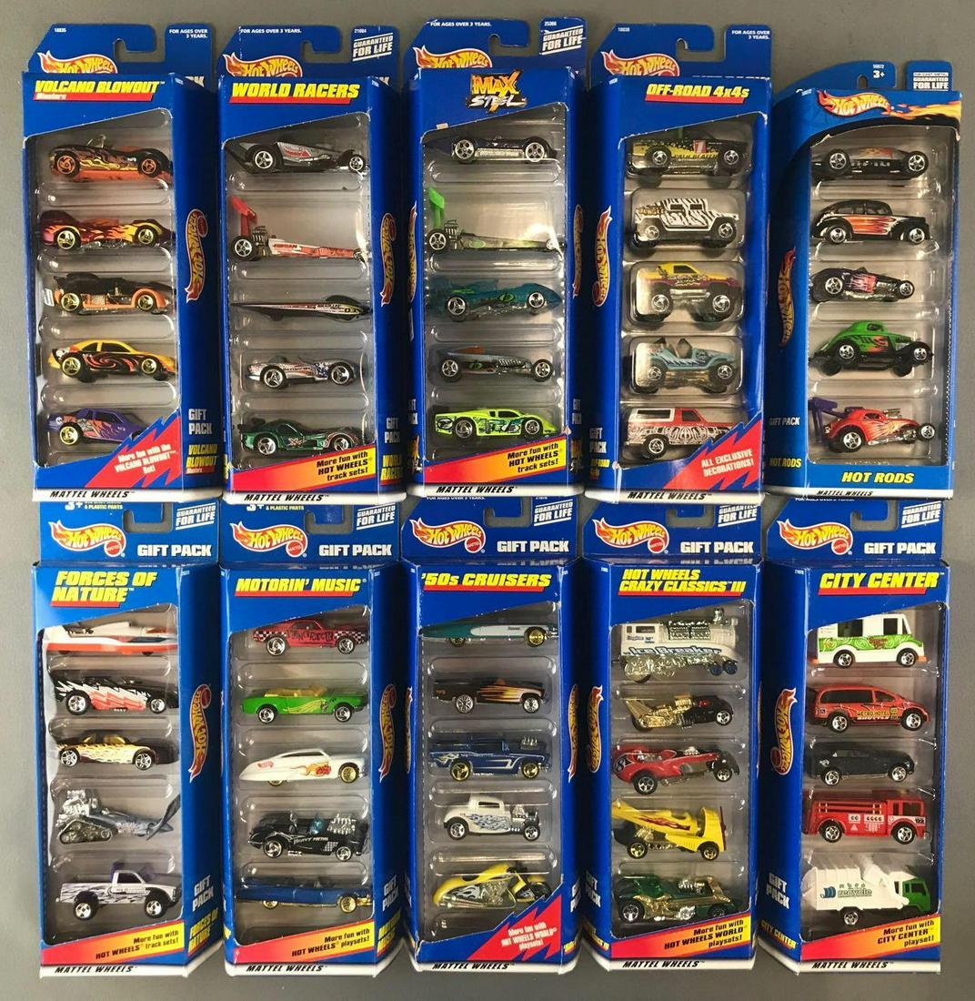 Group of 10 Hot Wheels 5-piece die-cast vehicle gift: New in original packaging. Includes Max Steel, World Racers, City Center, and more