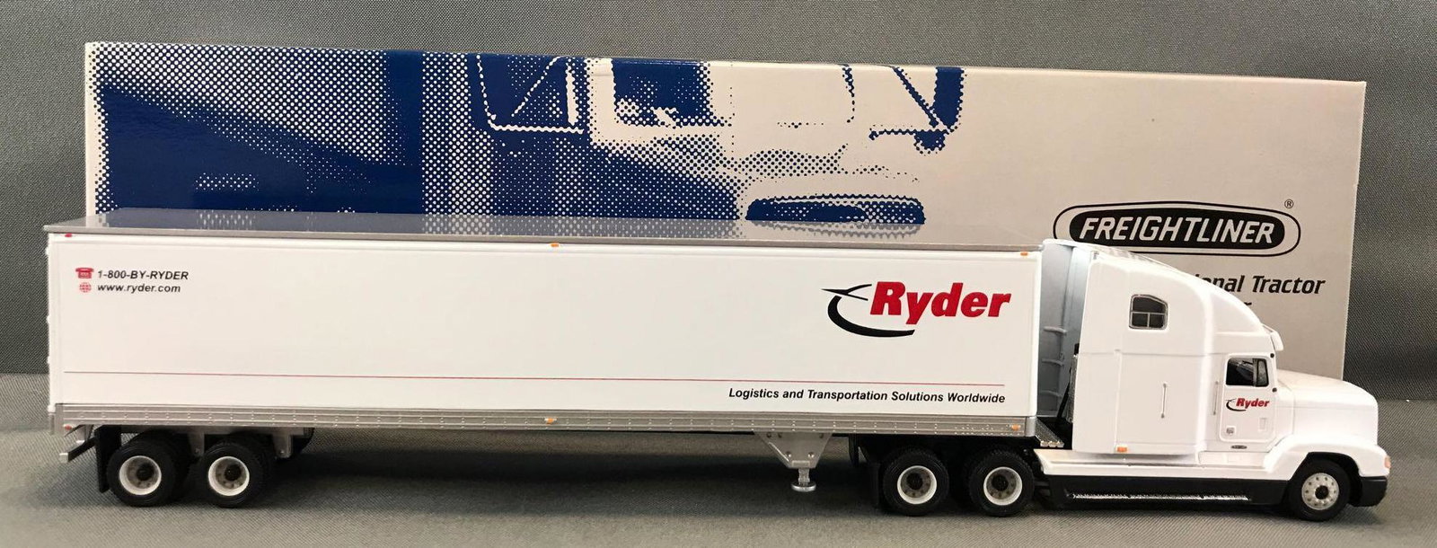 First Gear Ryder die-cast tractor trailer in original: 1/54 scale, Freightliner FLD 120 Conventional tractor with 48 ft trailer