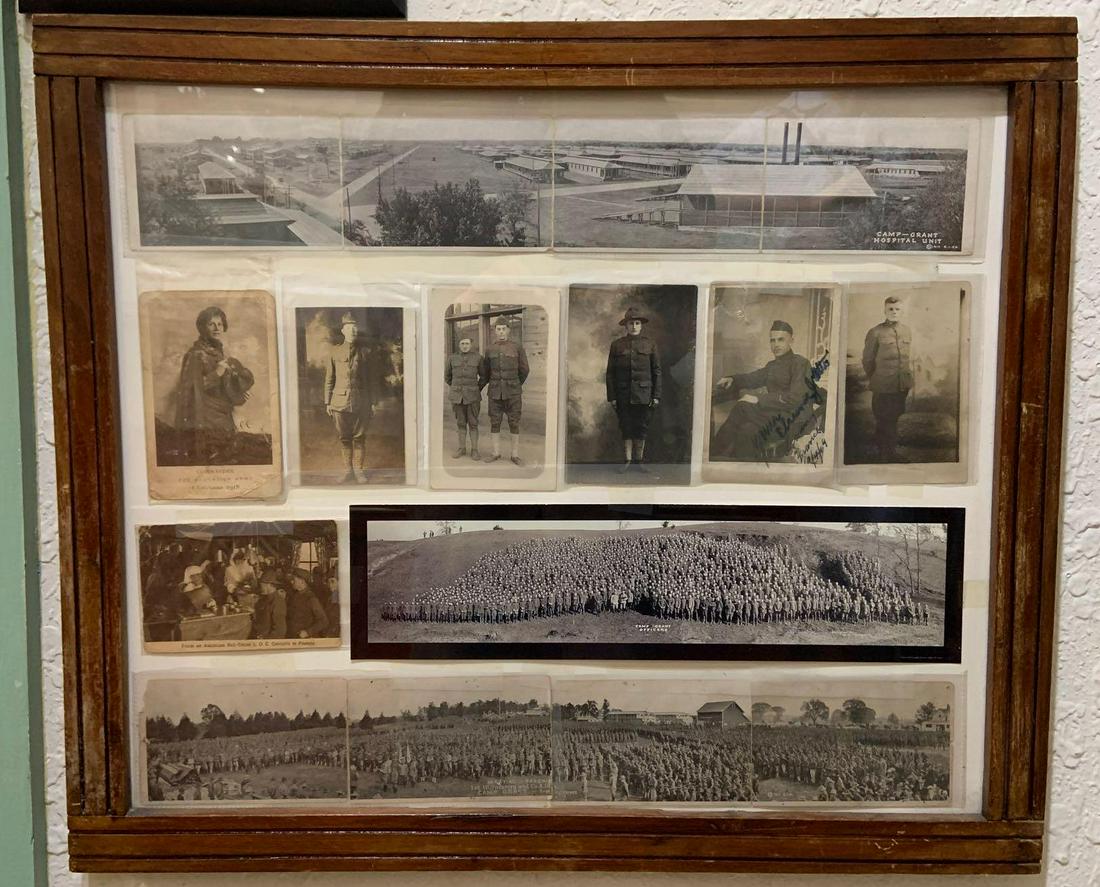 Framed grouping of camp grant postcards and photos (1 of 4)