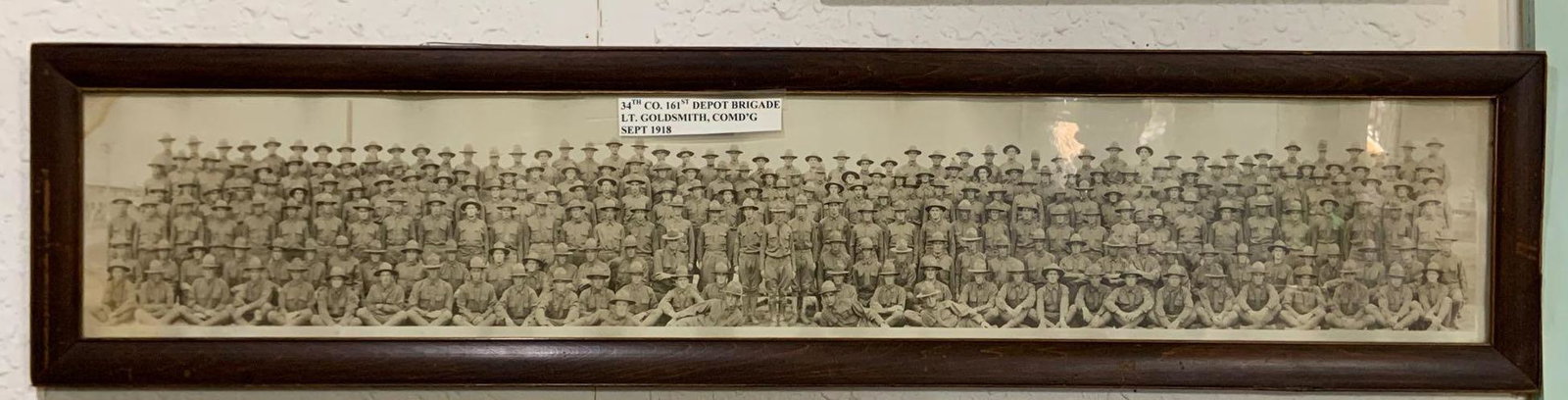WW1 Camp Grant 161st depot brigade yard long photograph: 1918, Rockford Illinois, 46 1/2 x 10 1/2 inches
