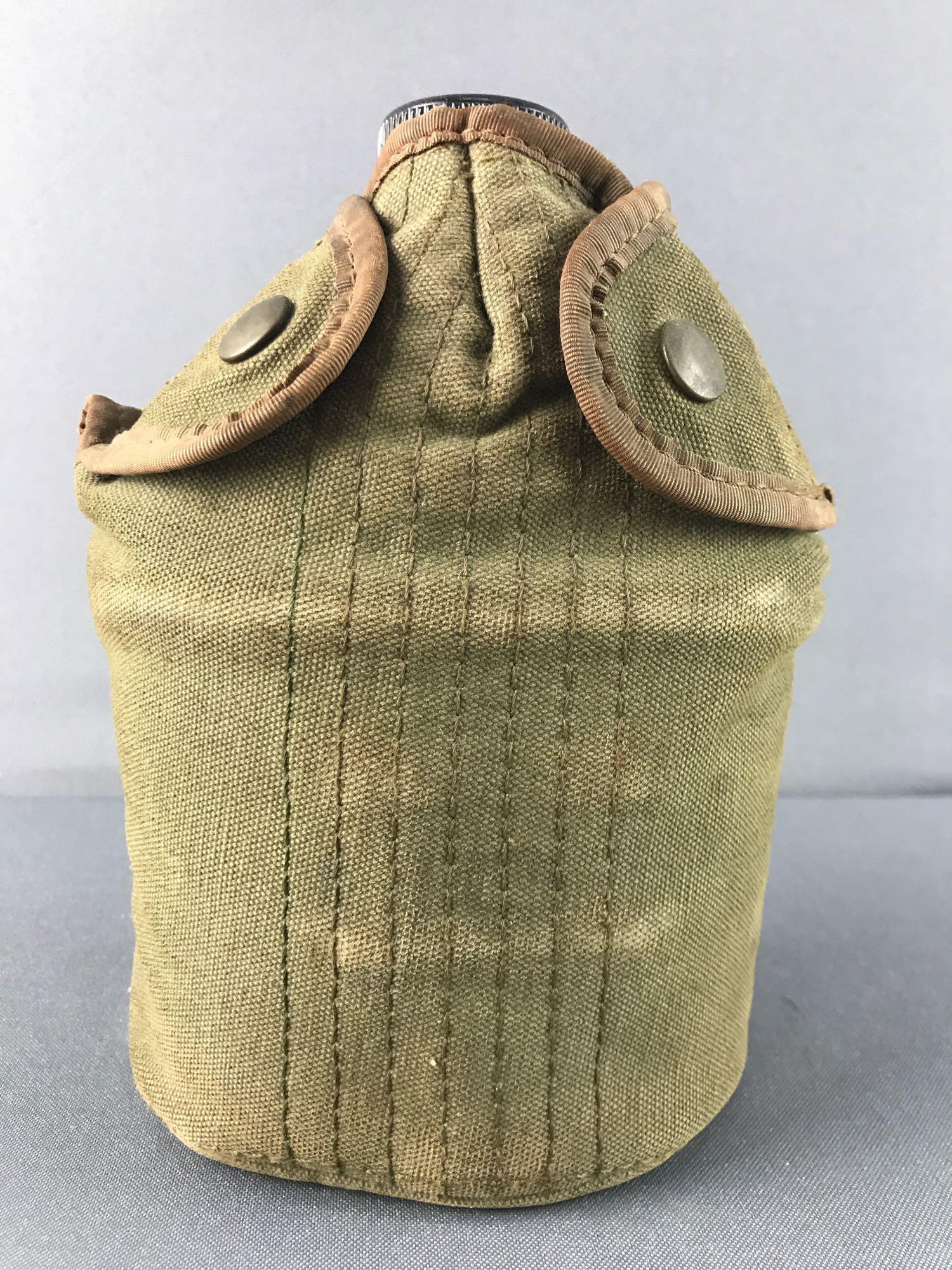 WW2 Era Canteen and Field Cup in Fur Lined holder (1 of 9)