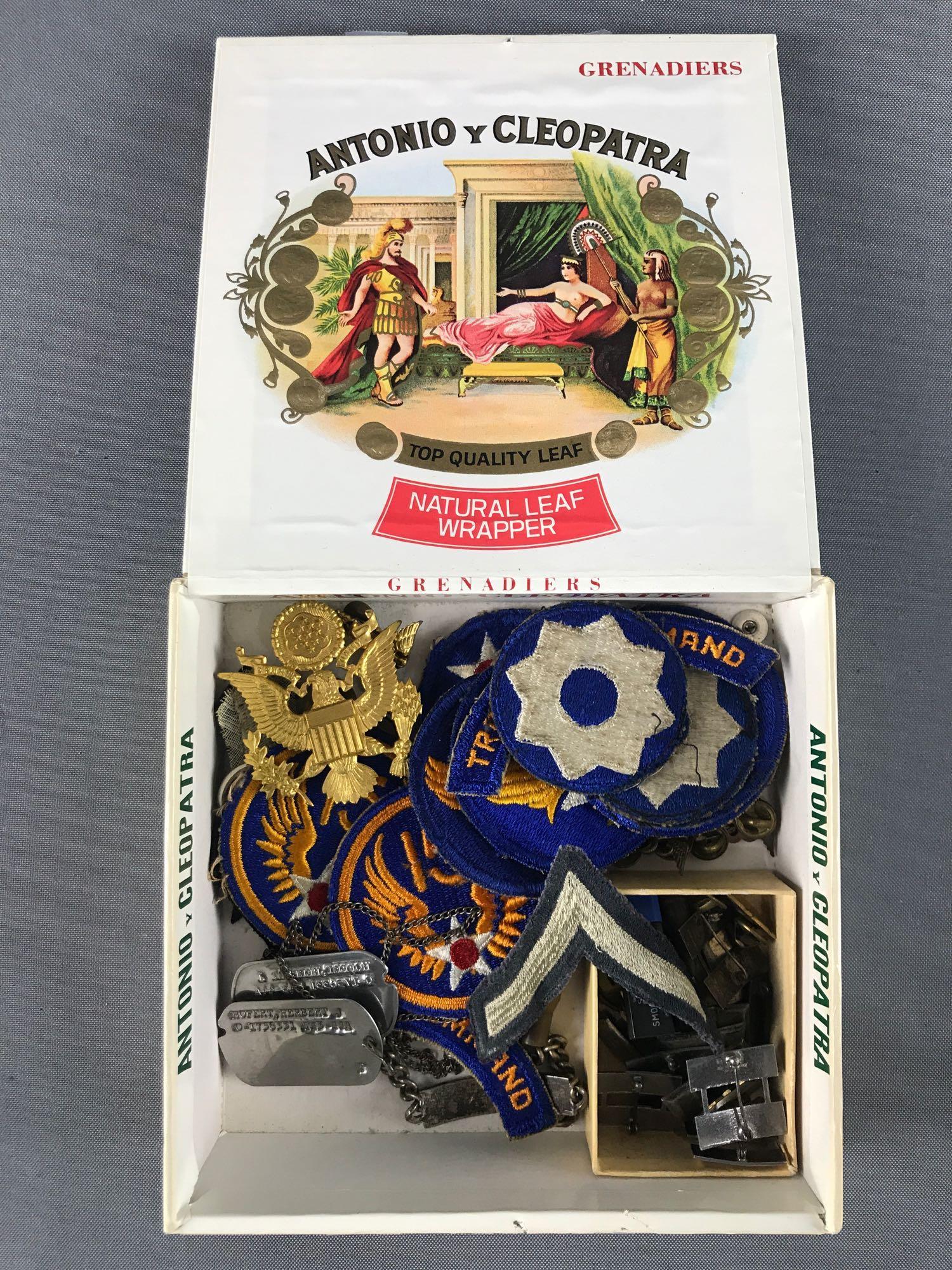 Group of assorted US Military insignia patches, pins, (1 of 5)