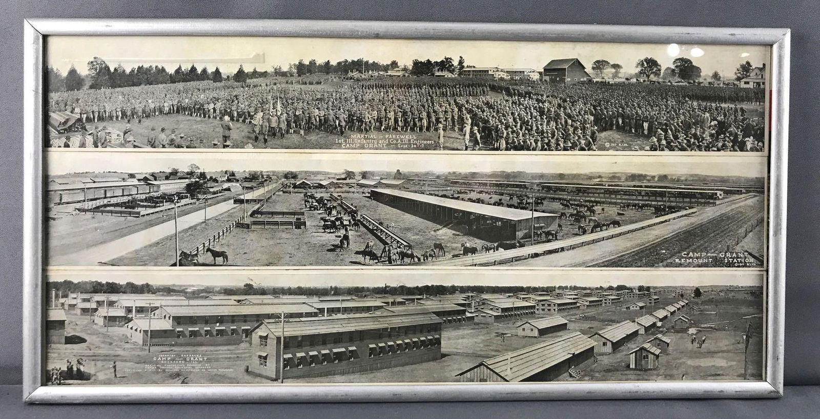 Framed antique panoramic Camp Grant photographs (1 of 8)