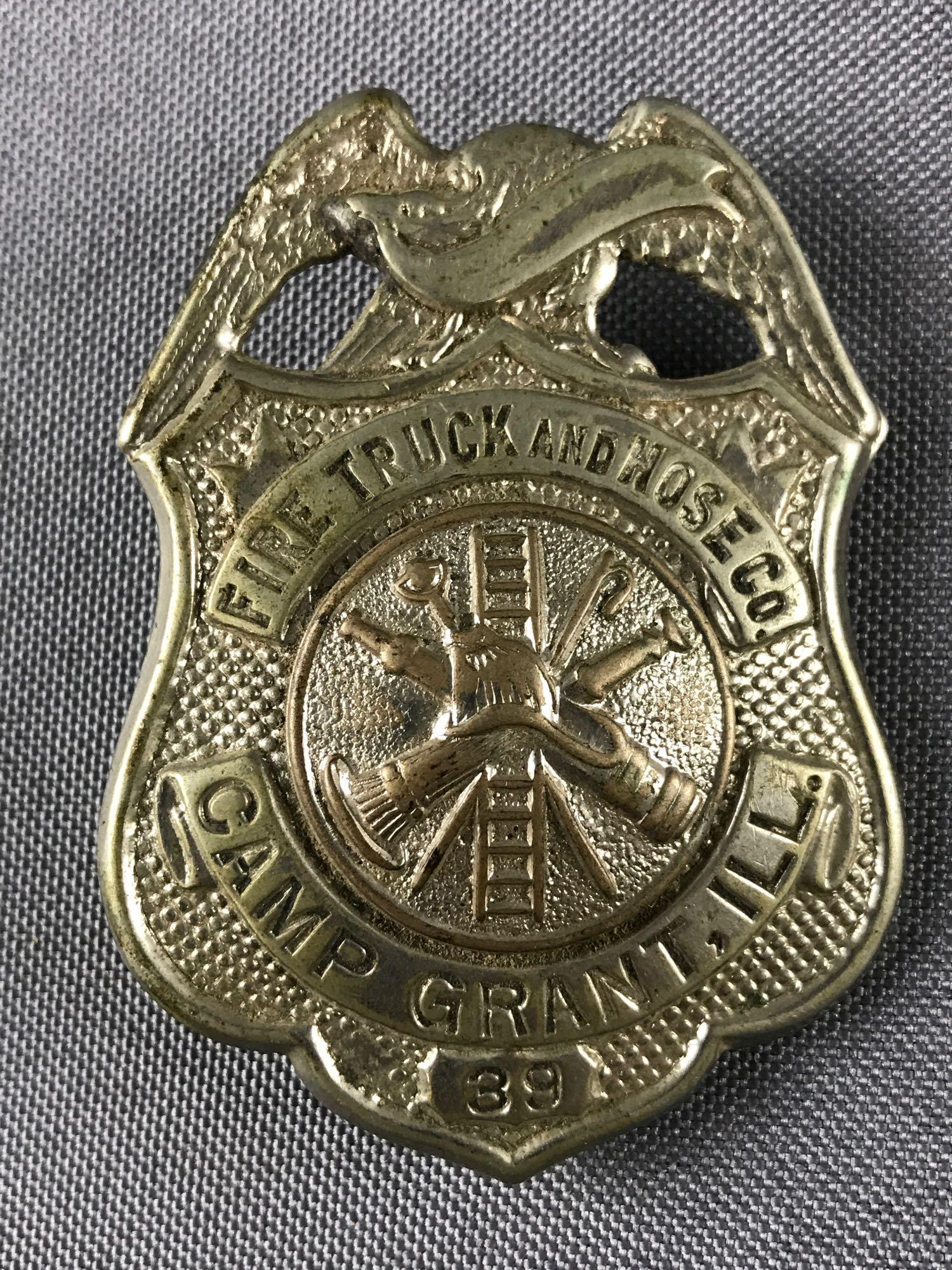 WW2 Camp Grant Fire Truck and Hose Co. badge (1 of 3)