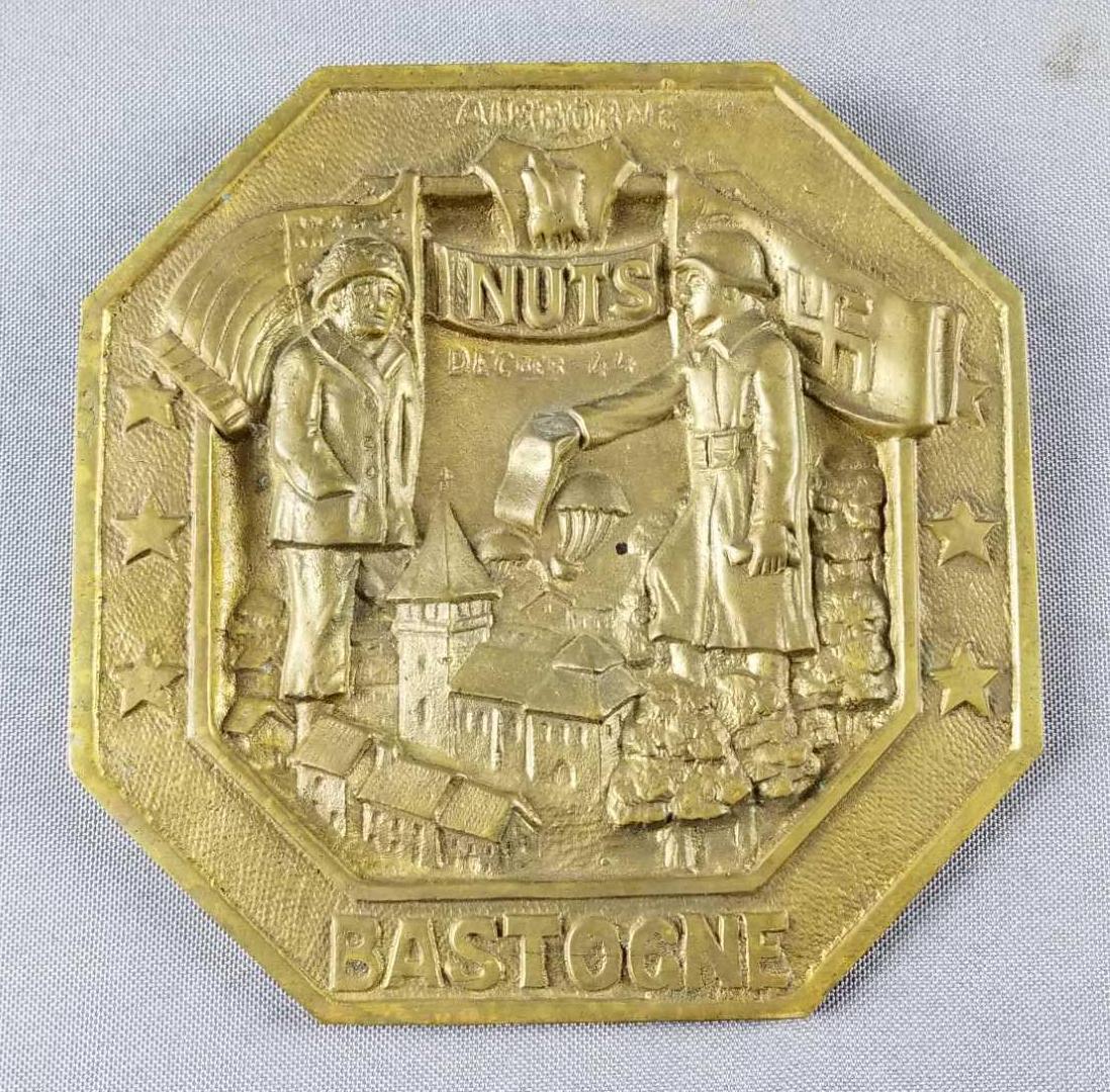 WW2 Brass Bastogne plaque (1 of 4)