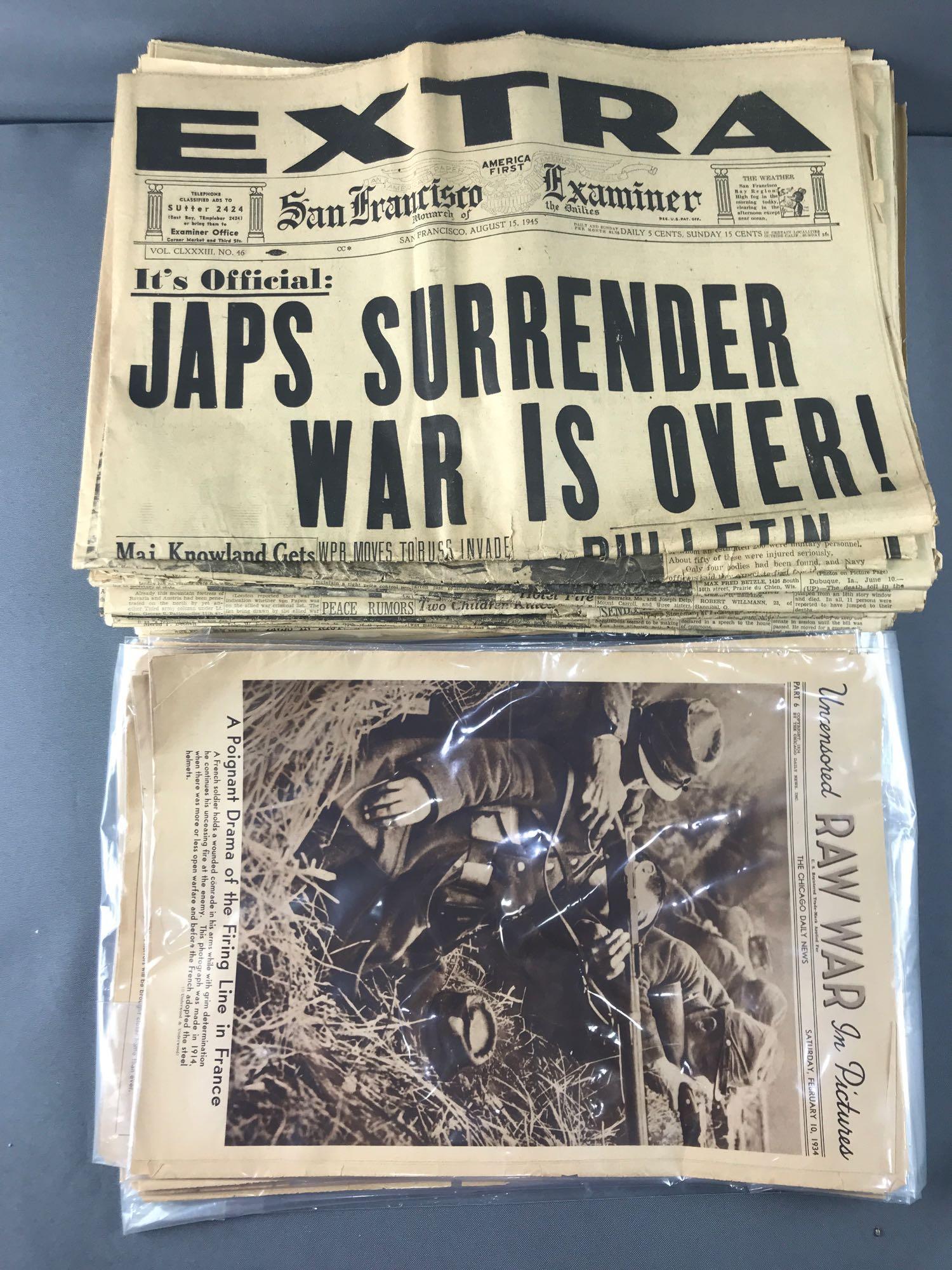 Group of 40+ issues assorted WW2 Era newspapers (1 of 7)